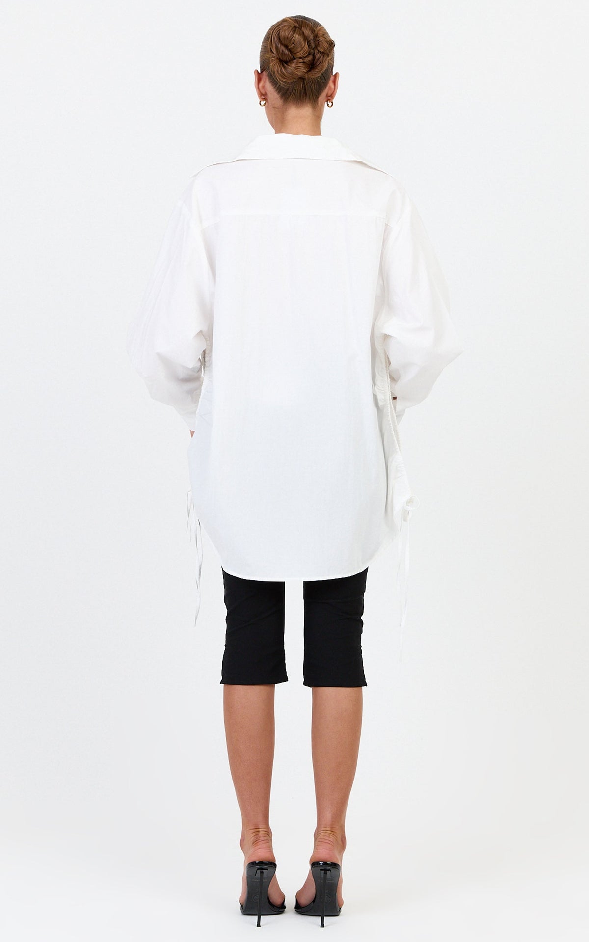 Kalpena Shirt - Ruched Side Oversized Shirt in White