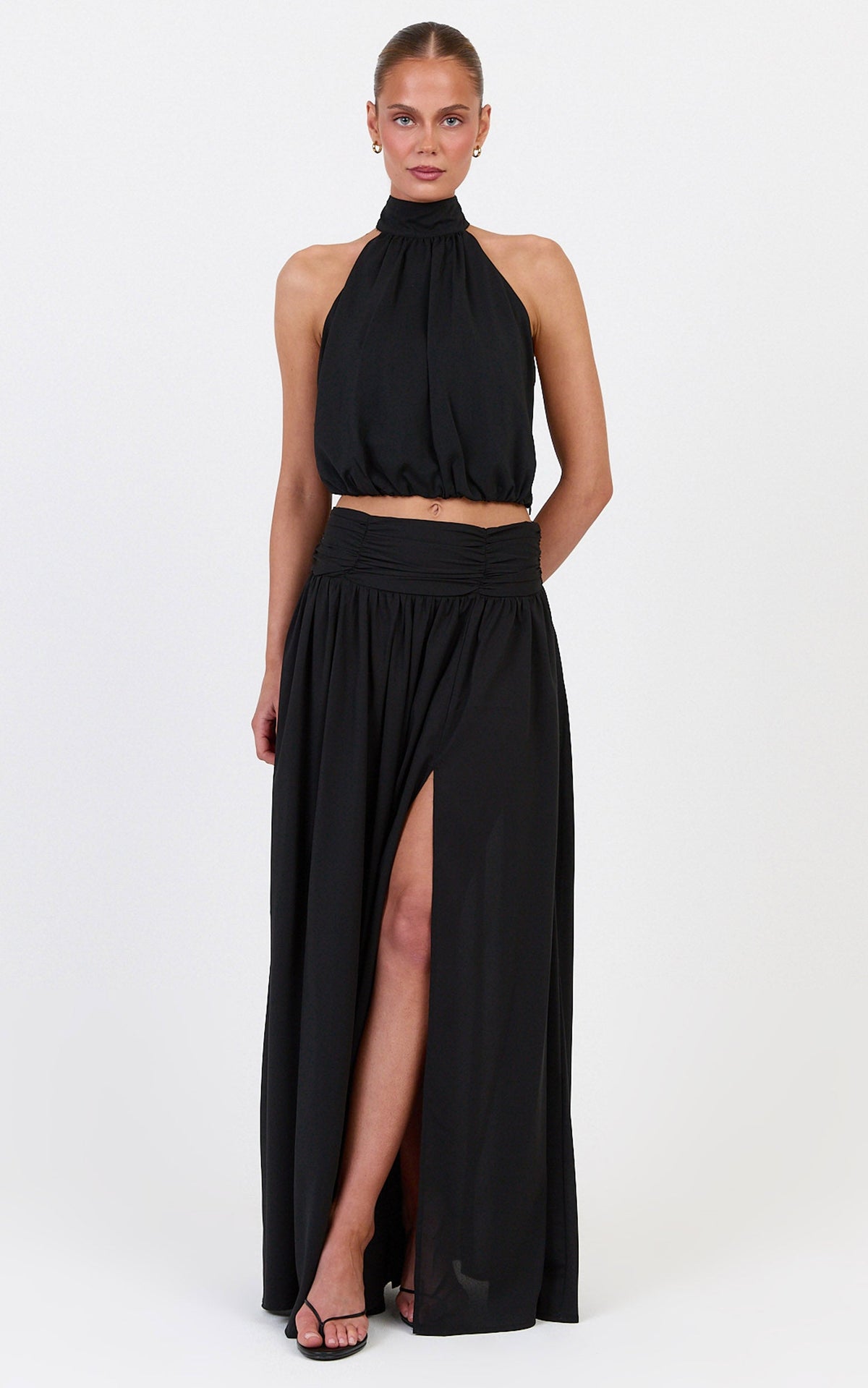 Melanie Top - Halter Neck Top in Black