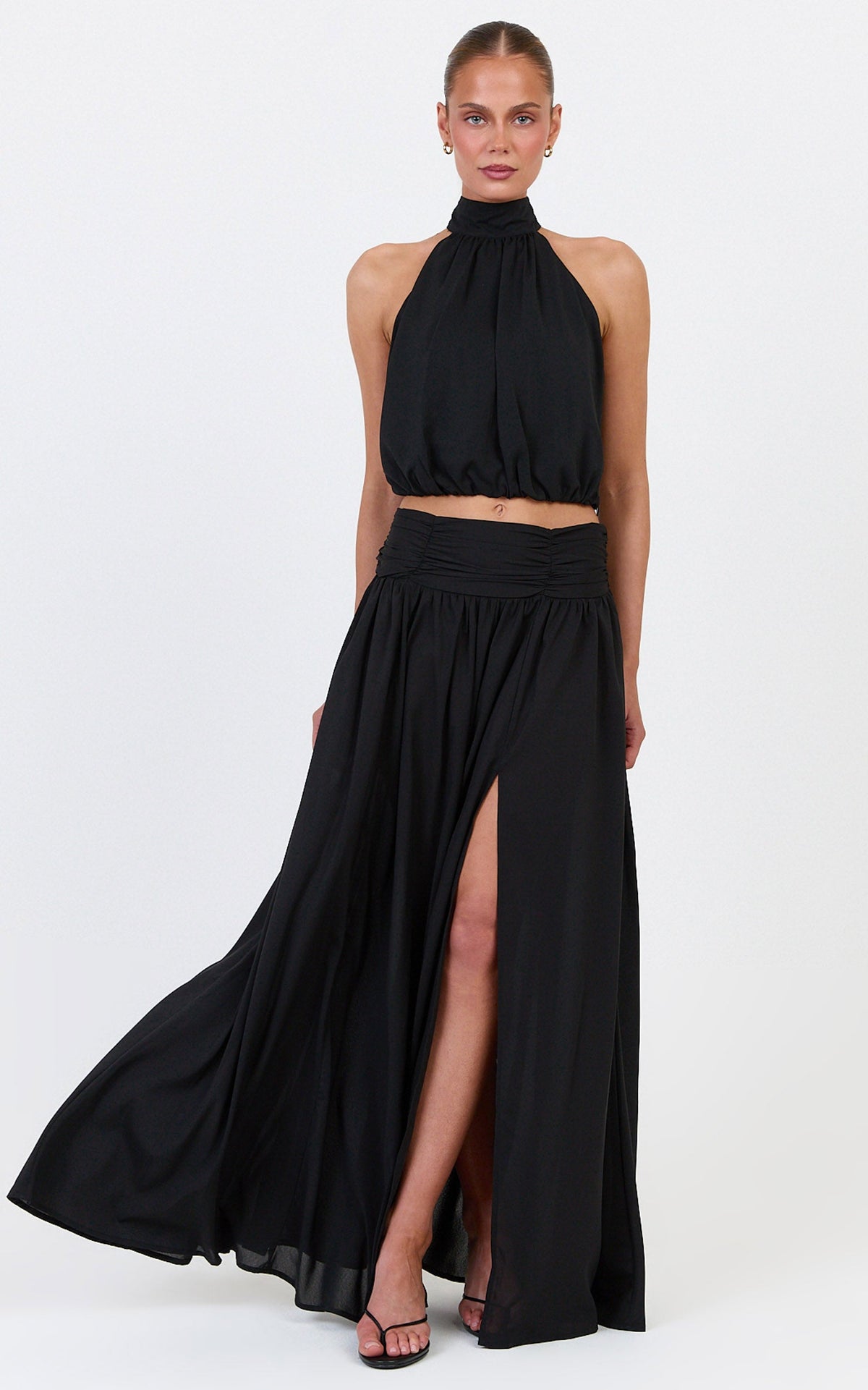 Melanie Top - Halter Neck Top in Black