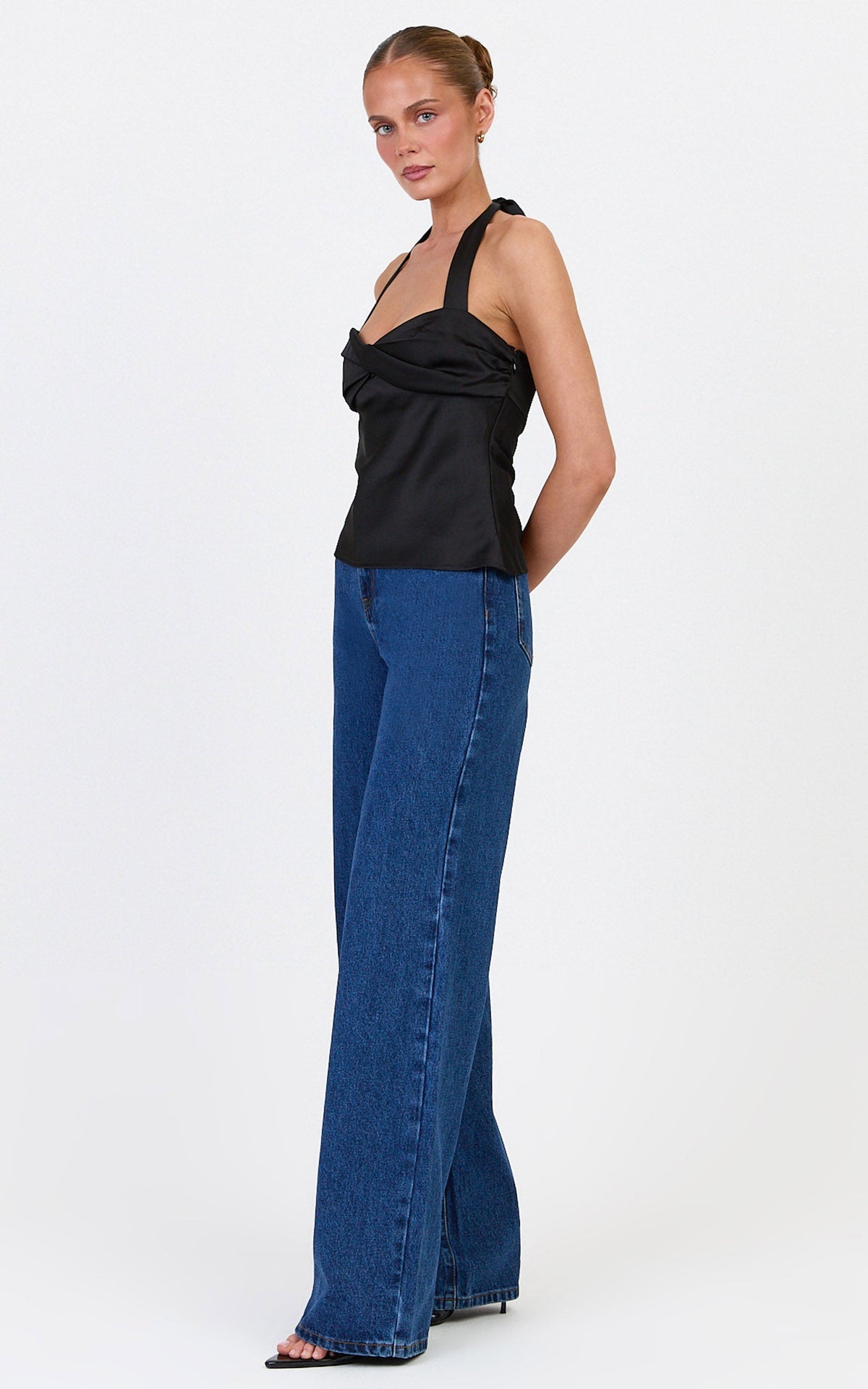 Nellie Top - Twisted Sweetheart Halter Neck Top in Black