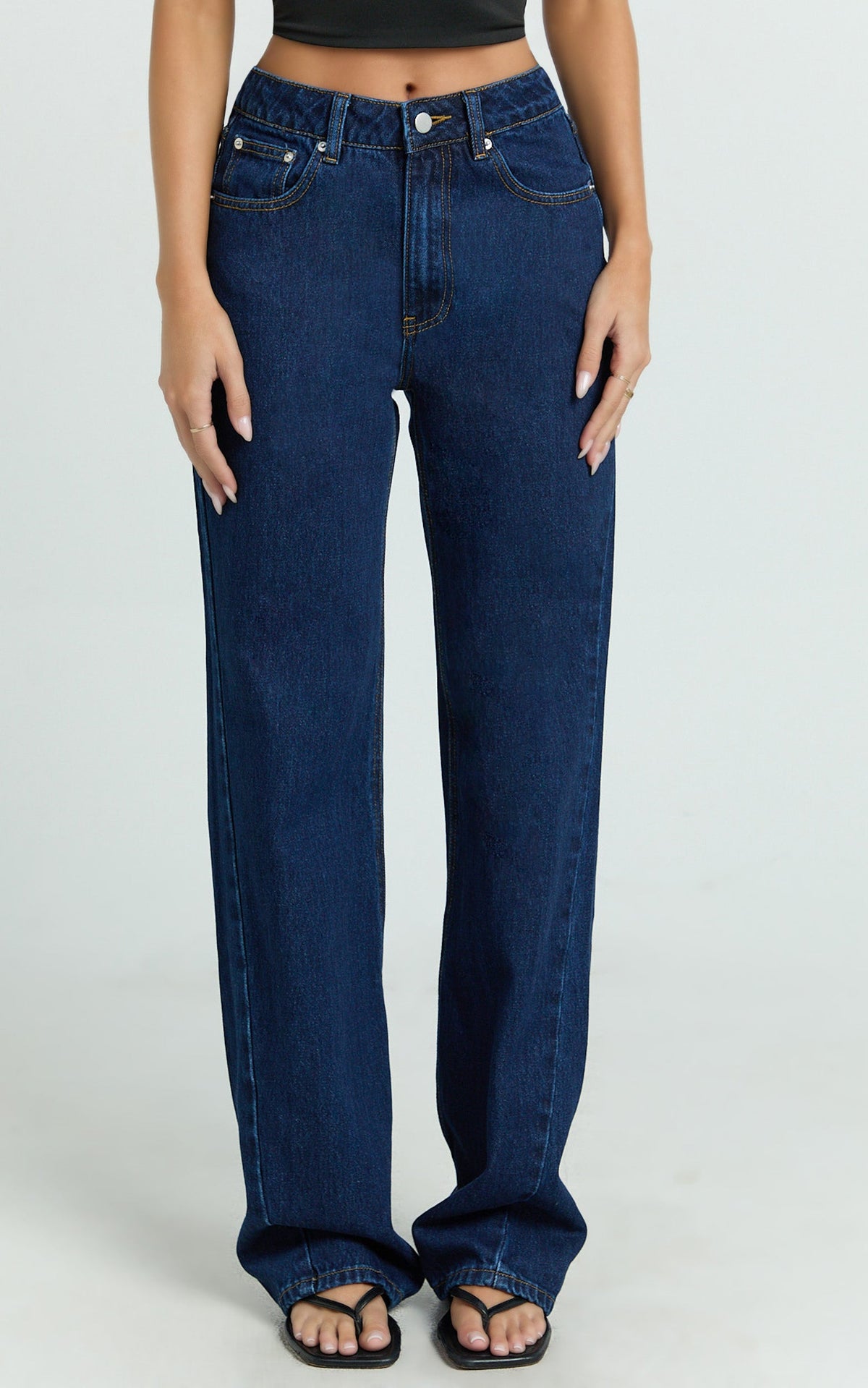 Abbie Jeans - Mid Rise Straight Leg Recycled Denim Jeans in Indigo Wash