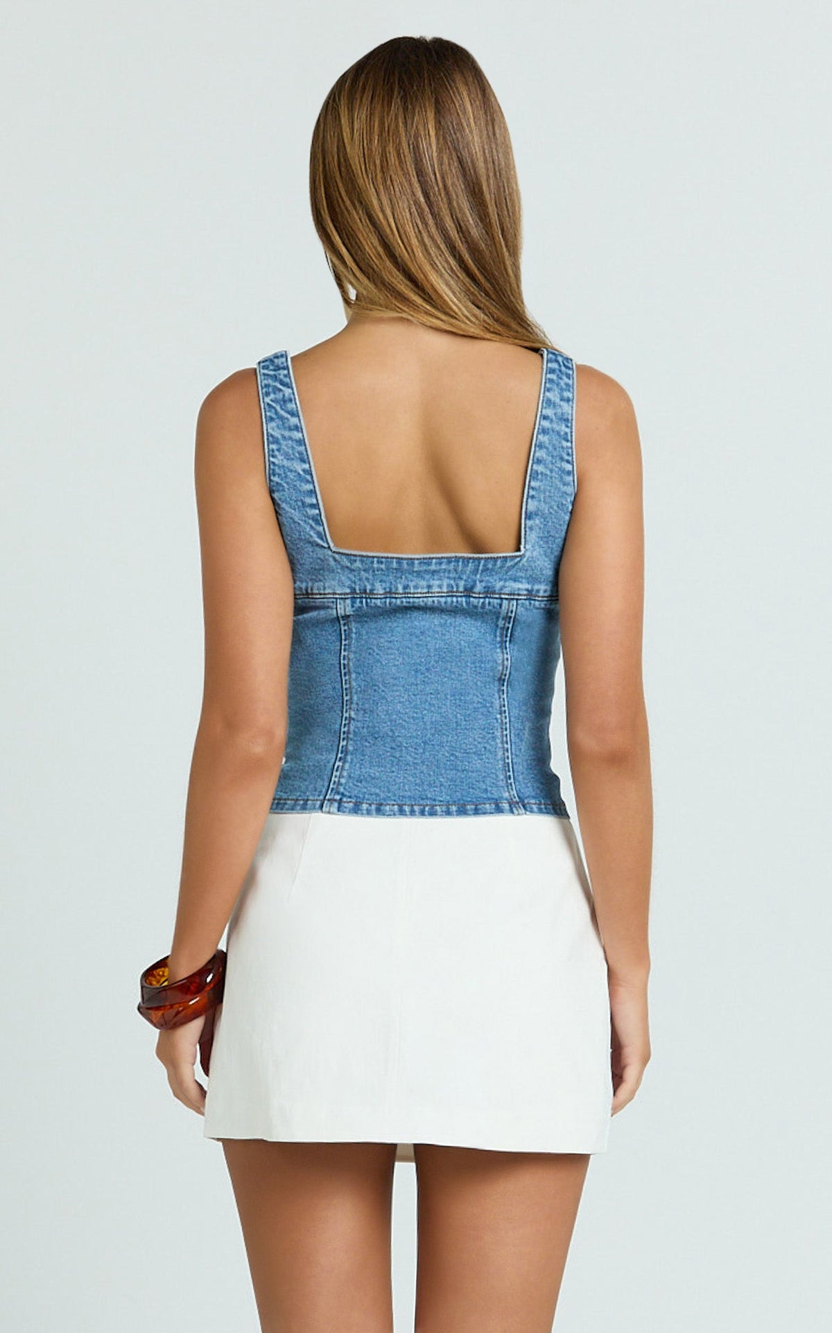 Allie Skort - High Waisted Thigh Split Mini Skort in White