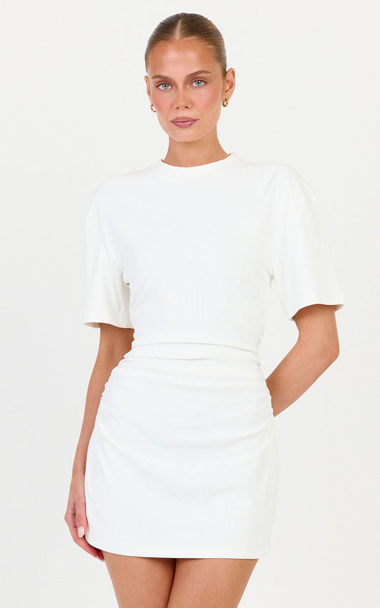 Aloha Mini Dress - T Shirt Dress in Off White