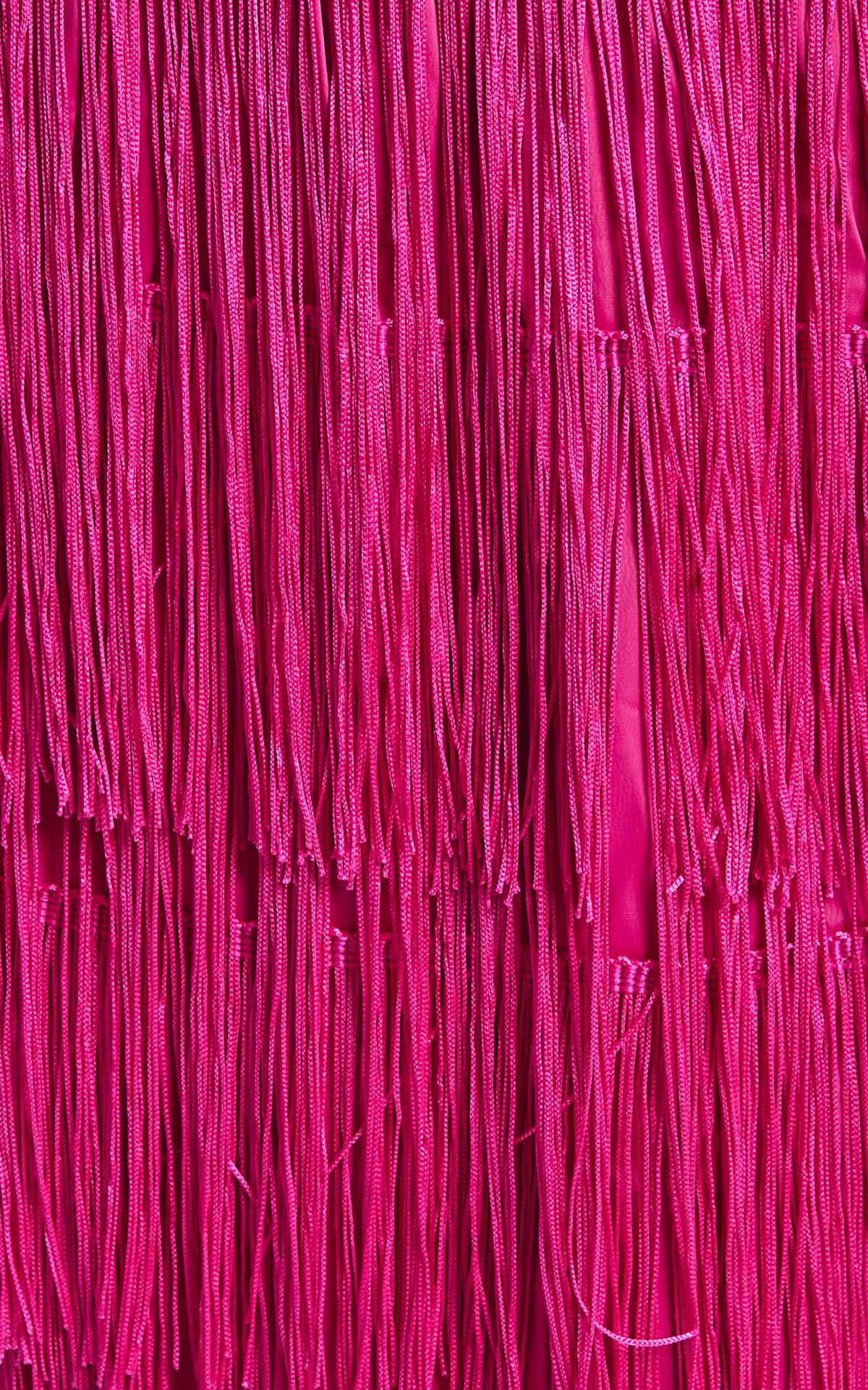 Amalee Two Piece Set - Fringe Strapless Crop Top and Midi Skirt Set in Pink