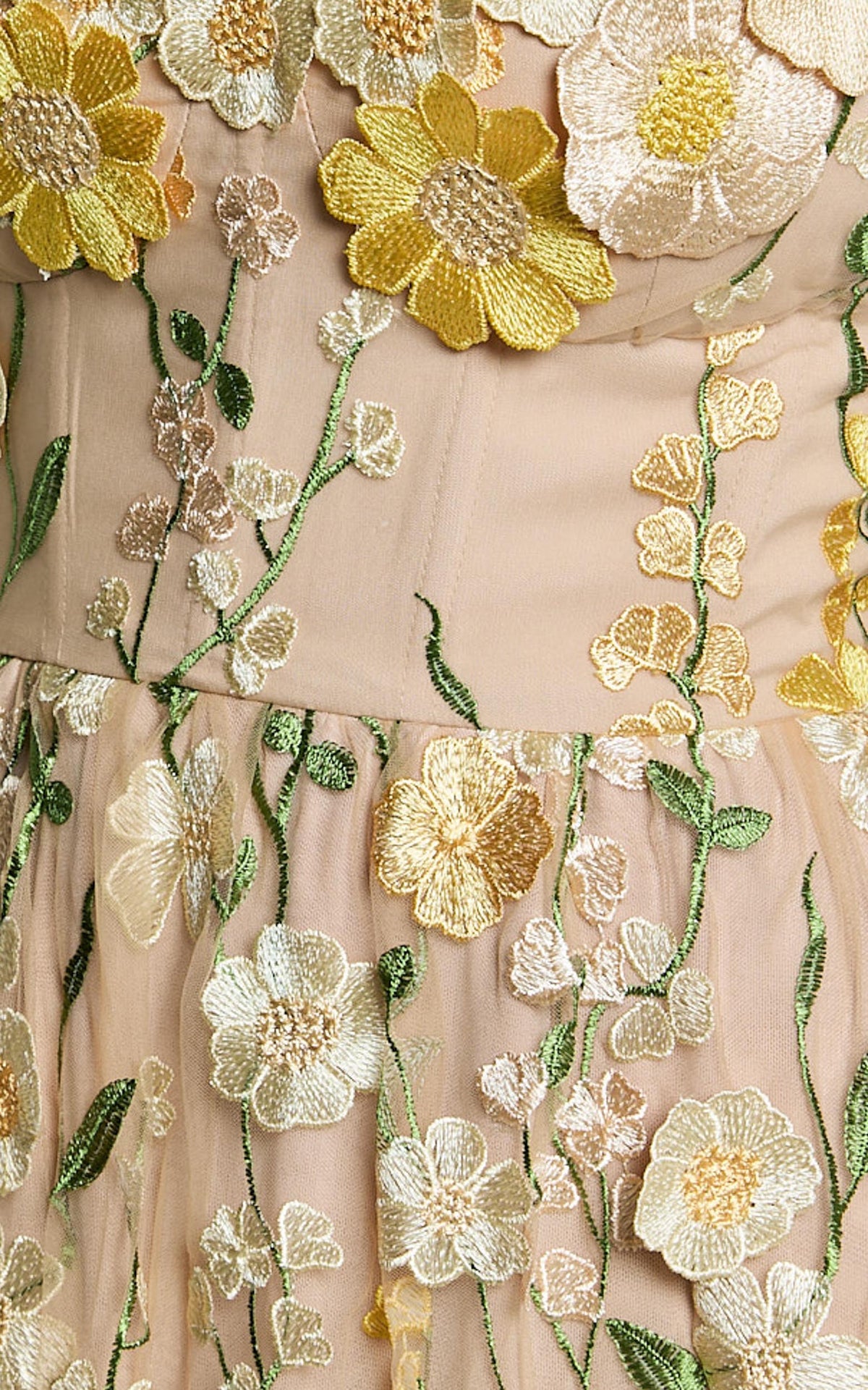 Amalie The Label - Mia Strappy Flower Detail Midi Dress in Yellow