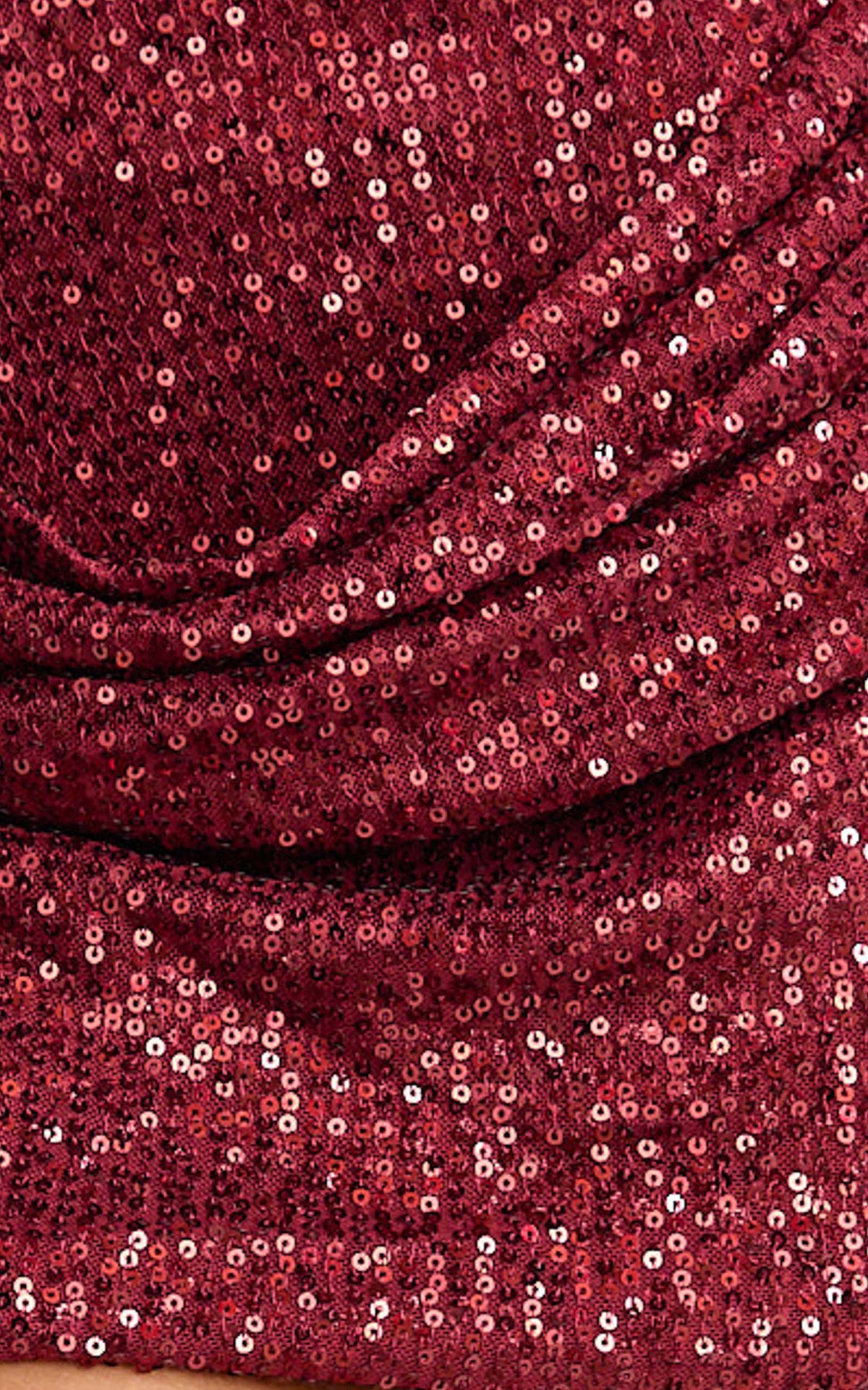 Amelie Mini Dress - Strapless Draped Skirt Sequin Dress in Wine