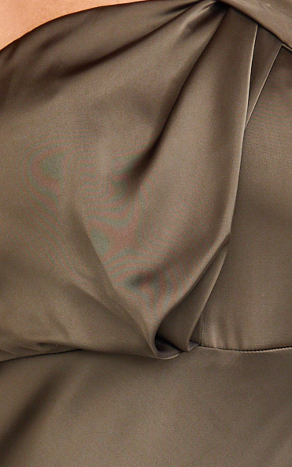 Aria Midi Dress - One Shoulder Twist Detail Satin Bias Cut Dress in Espresso