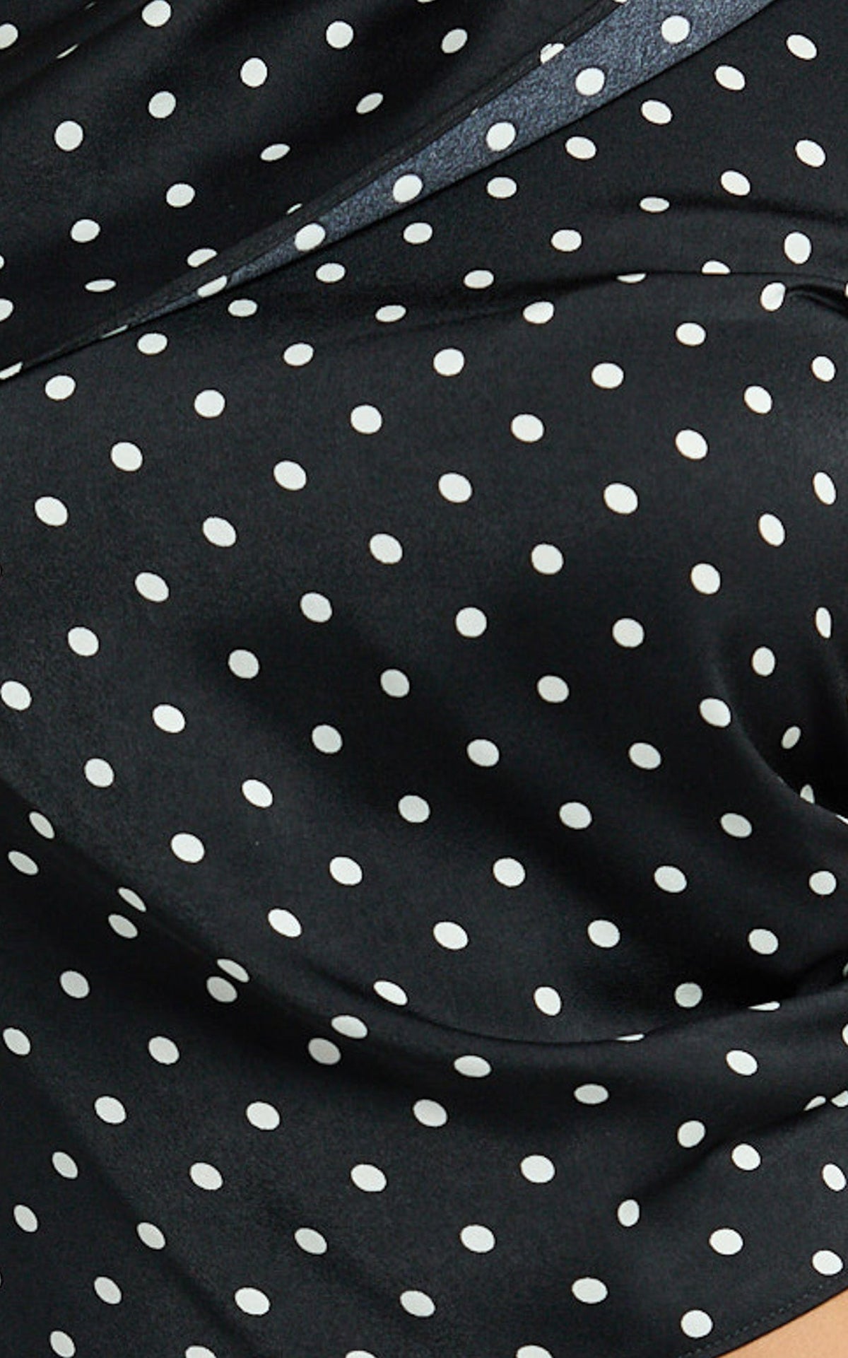 Blanca Top - One Shoulder Bias Cut Top in Black Polka Dot