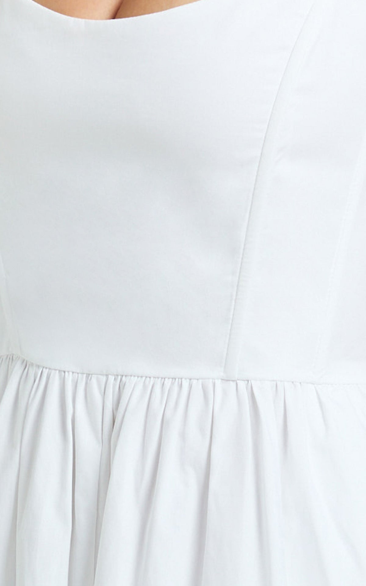 Braelyn Midi Dress - Scoop Neck Flare Dress in White