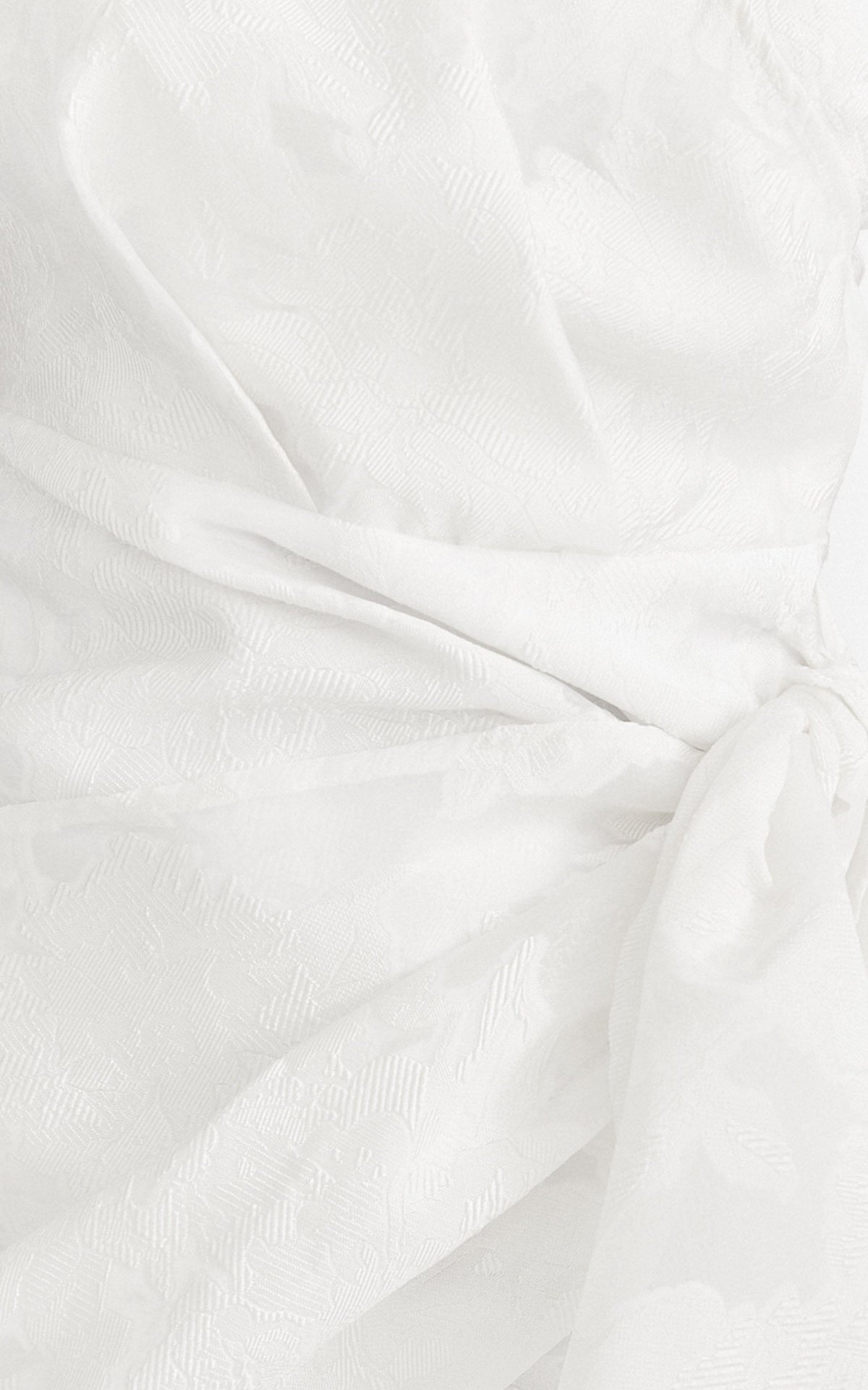 Brailey Mini Dress - One Shoulder Wrap Front Dress in White Jacquard