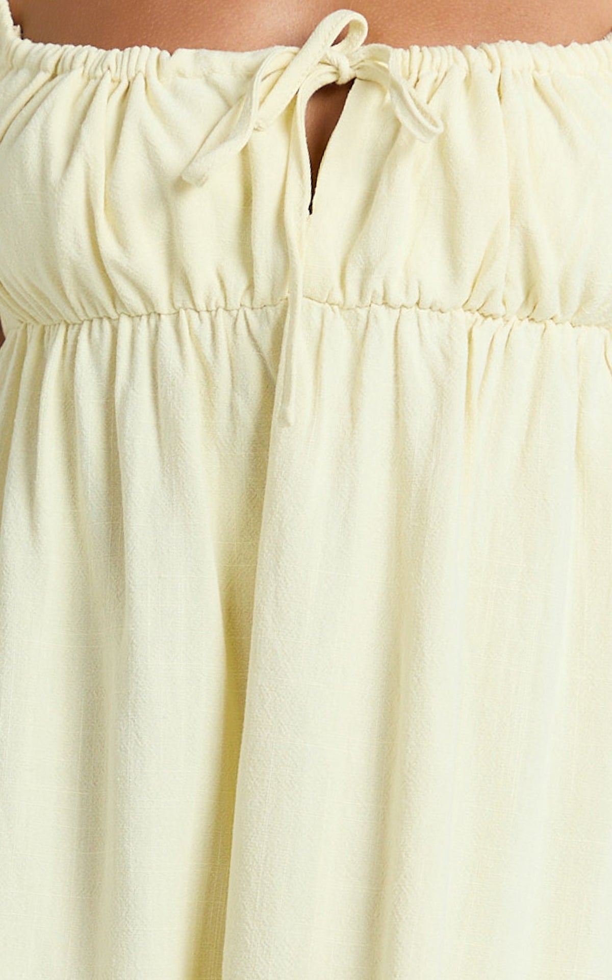 Brooks Mini Dress - Puff Sleeve Front Tie Babydoll Dress in Lemon