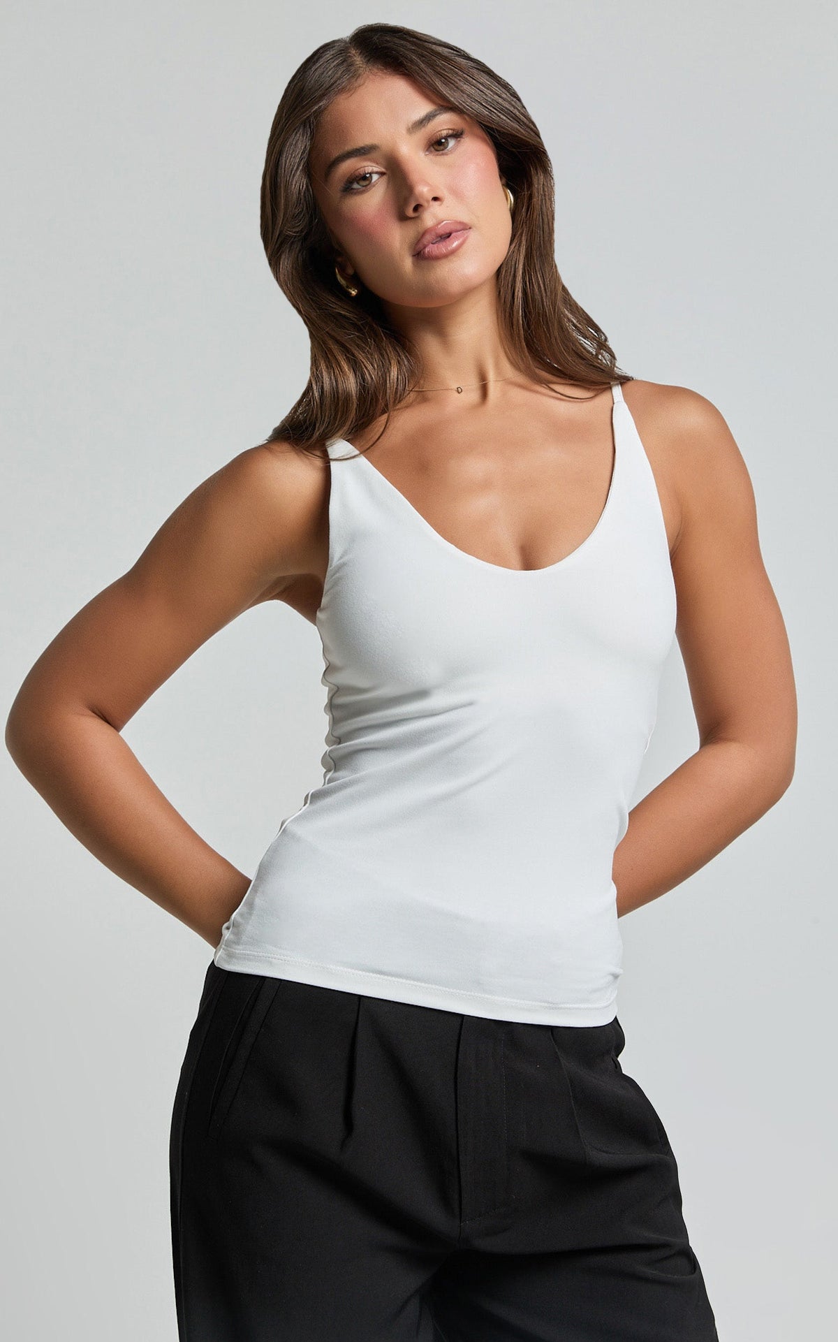 Cady Top - Scoop Neck Top in White
