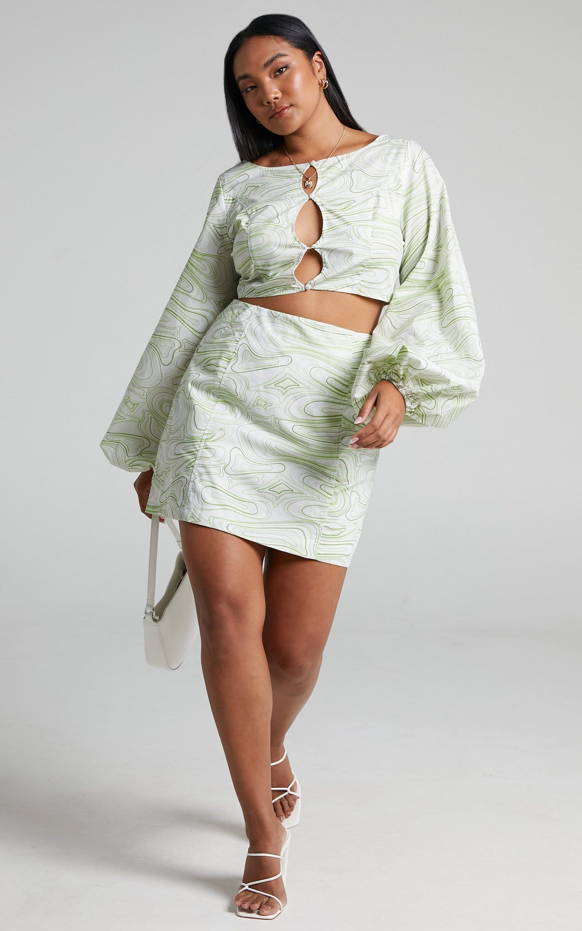 Charlie Holiday - Pricilla Mini Skirt in Abstract Wave