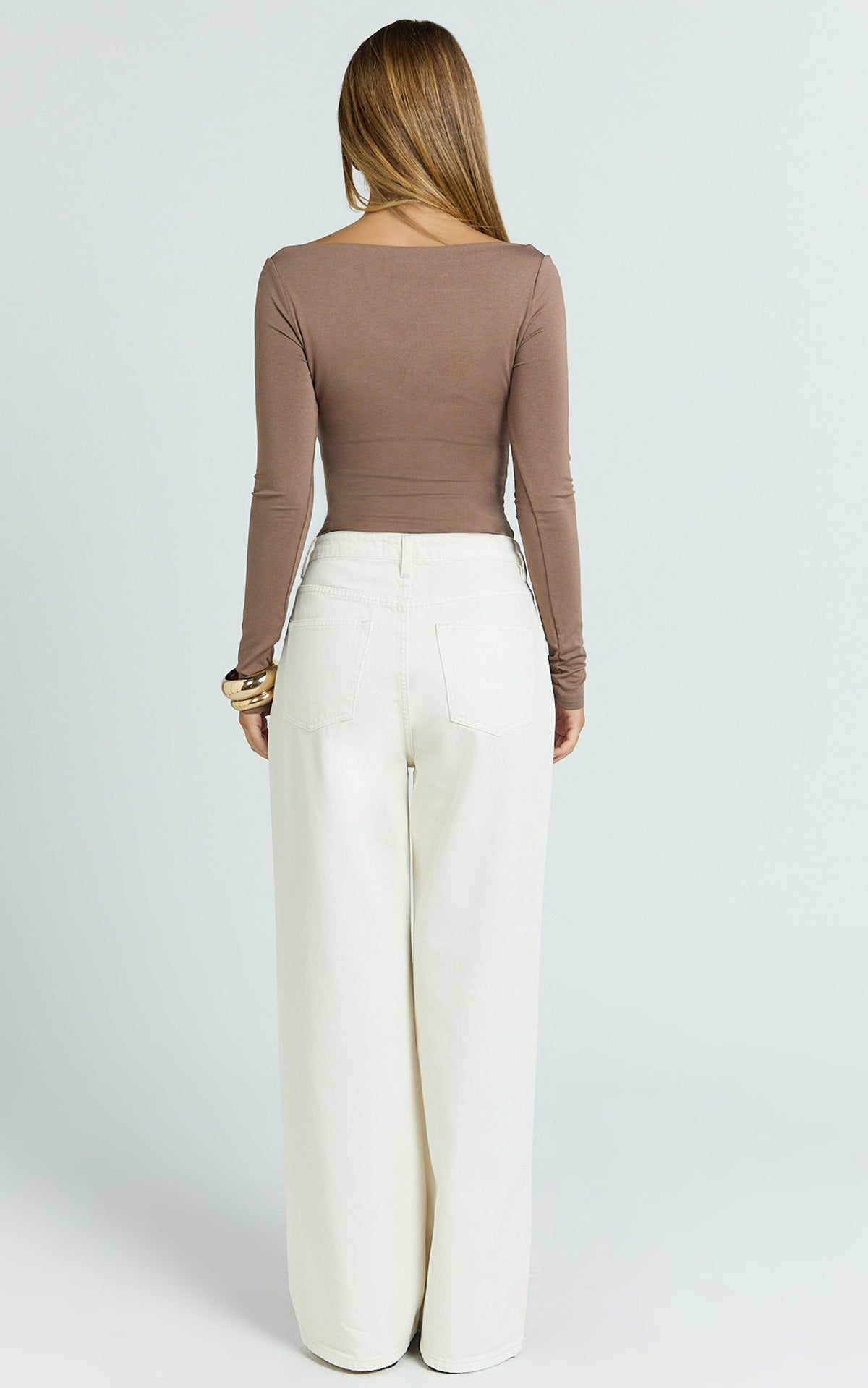 Cole Jeans - High Waist Relaxed Wide Leg Recycled Denim Jeans in Ecru