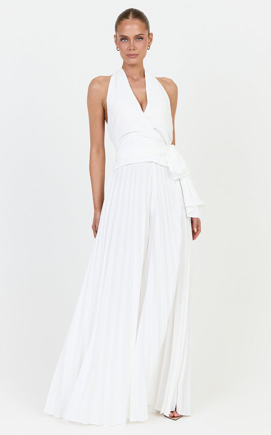 Valentina Pants - Pleated Wide Legged Pants in Off White