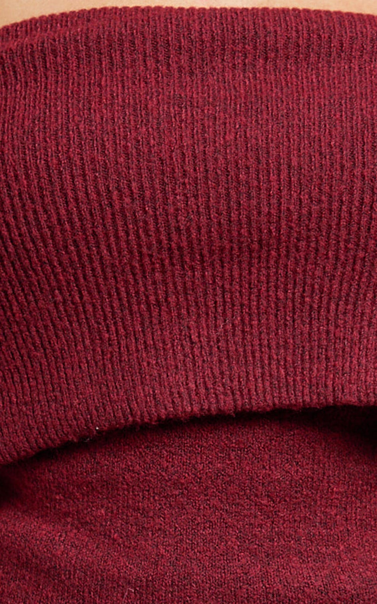 Darcie Top - Off Shoulder Long Sleeve Knit Top in Wine