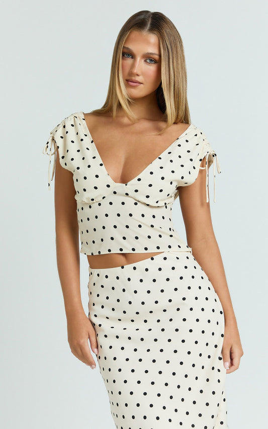 Elise Top - Gather Bust and Shoulder Strap Top in White
