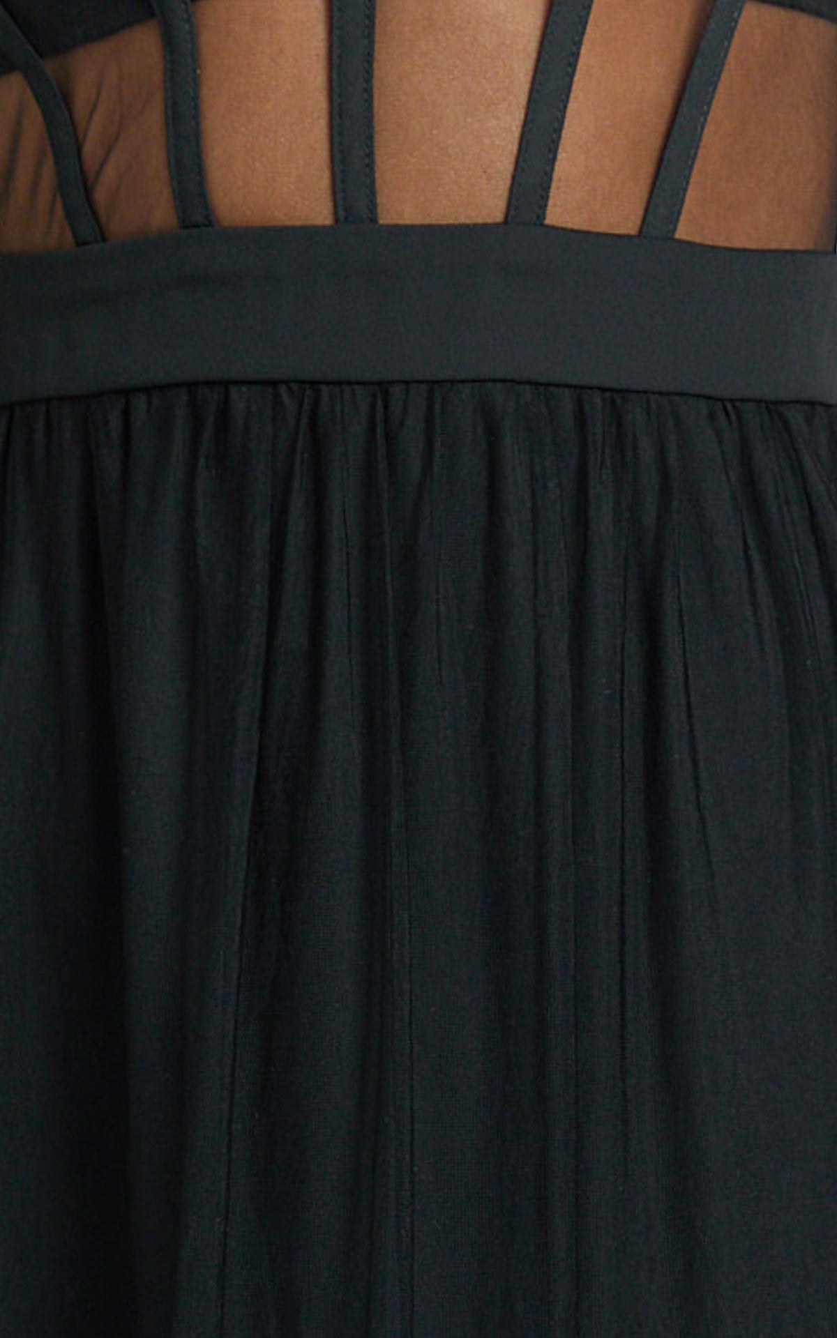 Evelynn Midi Dress - Sweetheart Corset Bodice Fit & Flare Tiered in Black