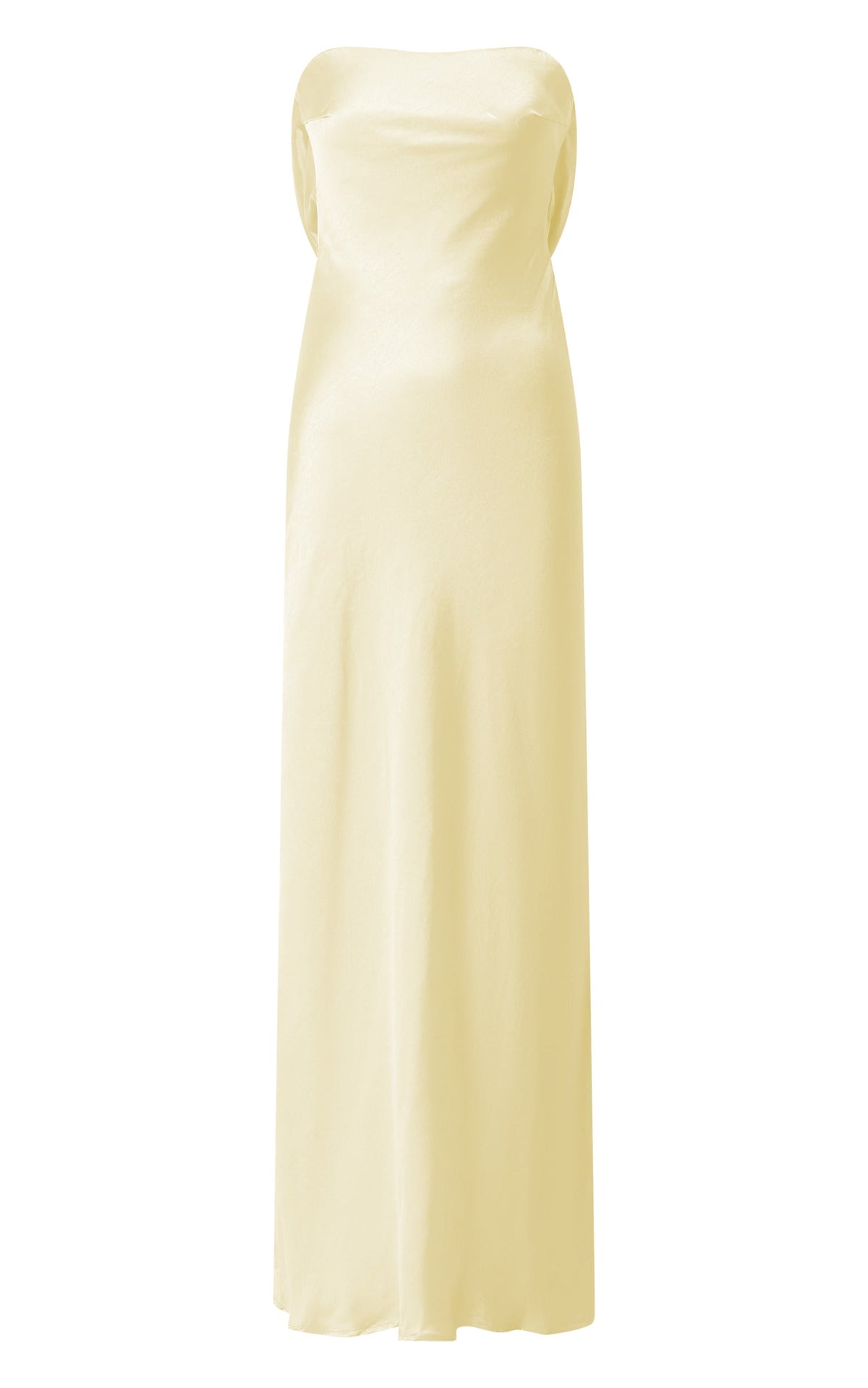 Charlita Maxi Dress - Strapless Cowl Back Satin Dress in Butter Yellow
