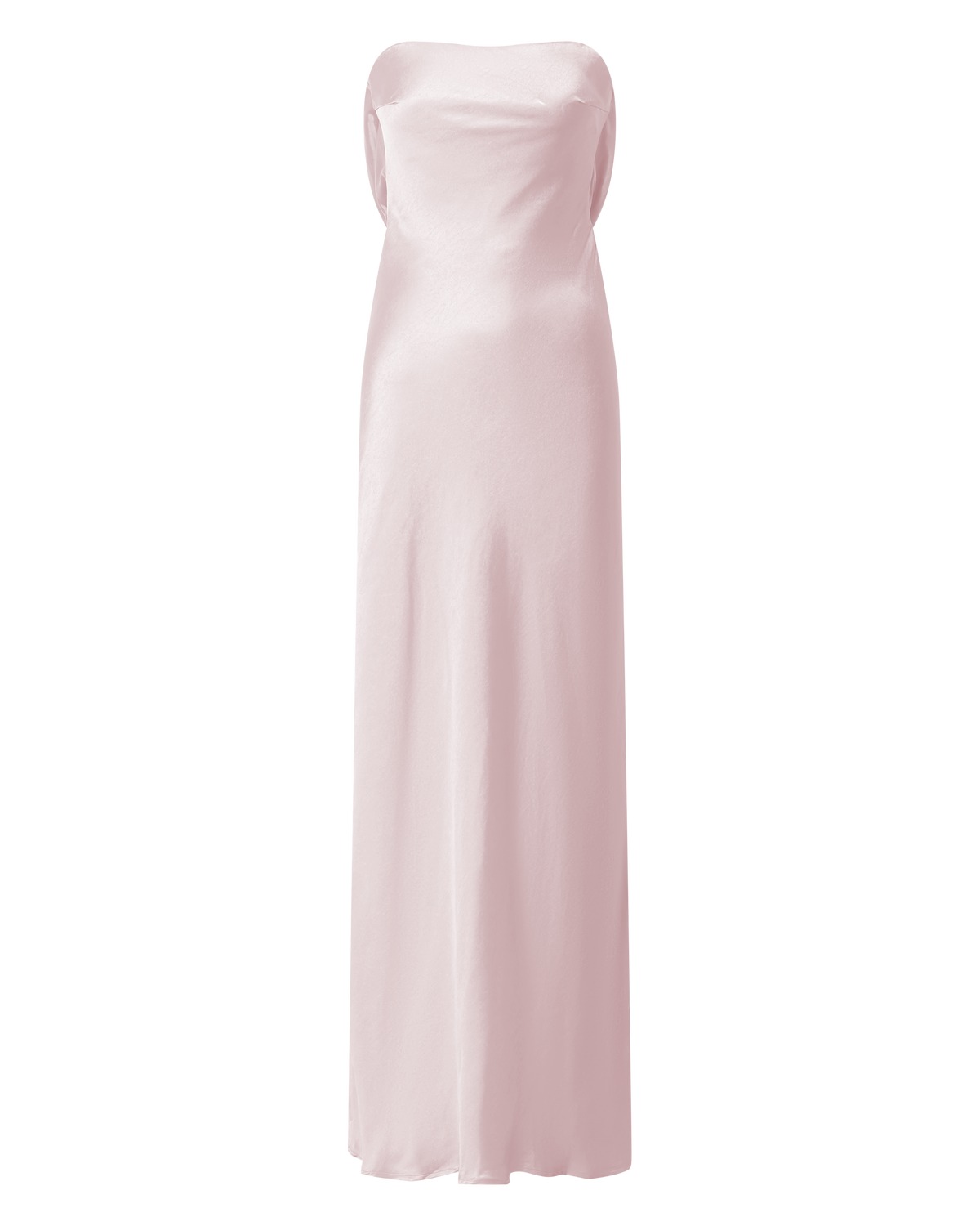 Charlita Maxi Dress - Strapless Cowl Back Satin Dress in Pale Pink