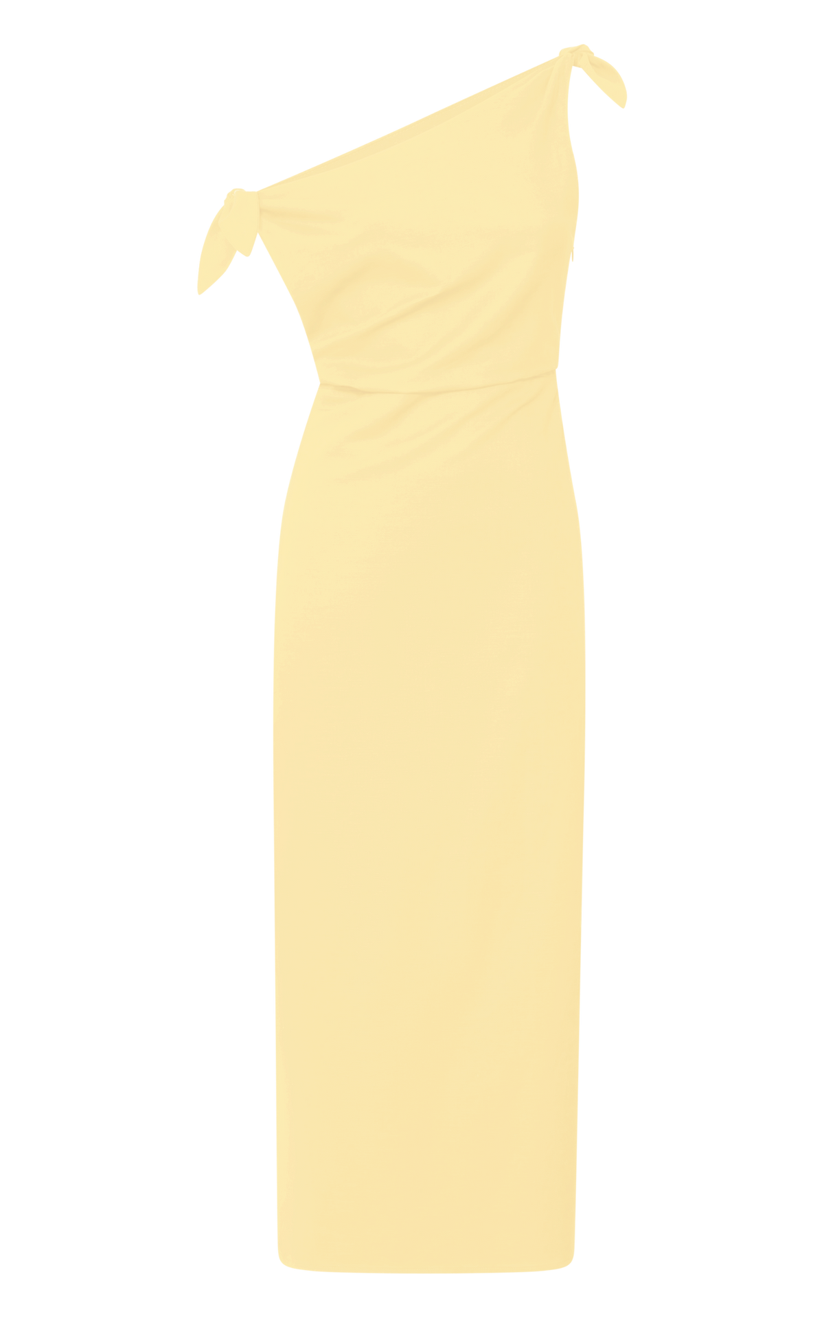 Cincinnati Midi Dress - Off The Shoulder Side Split Column Linen Dress in Lemon