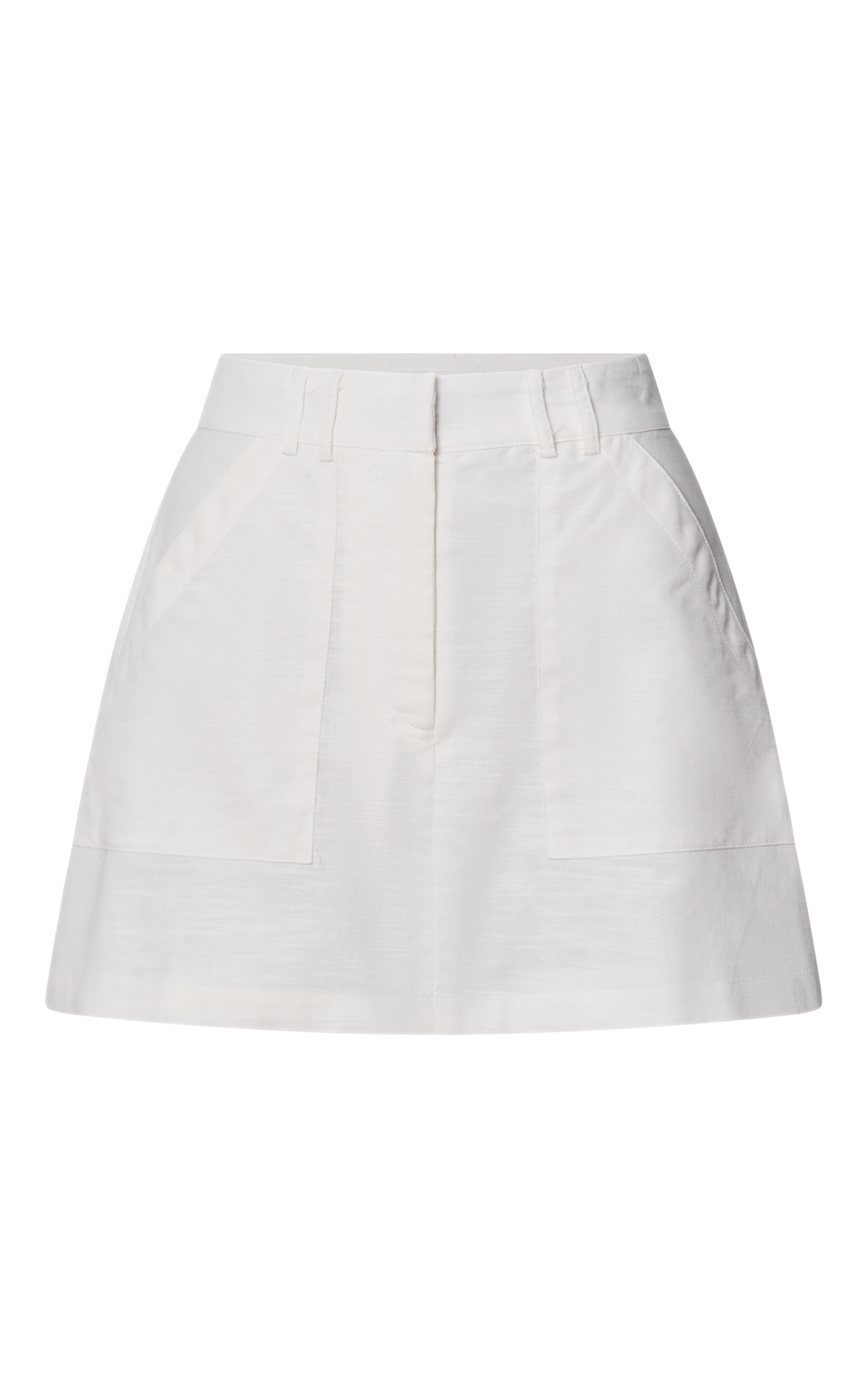 Dream Linen Blend Skort - High Waisted A Line Skort in Off White