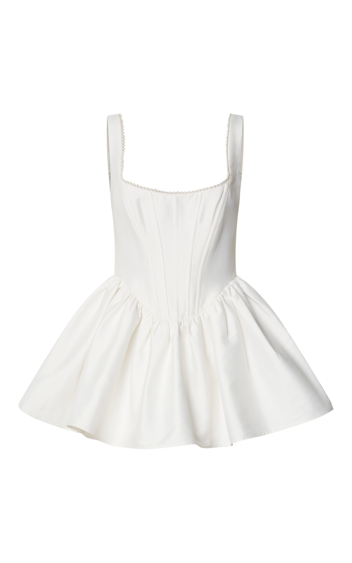 Kaitlyn Mini Dress - Corset Front Gathered Dress in Ivory