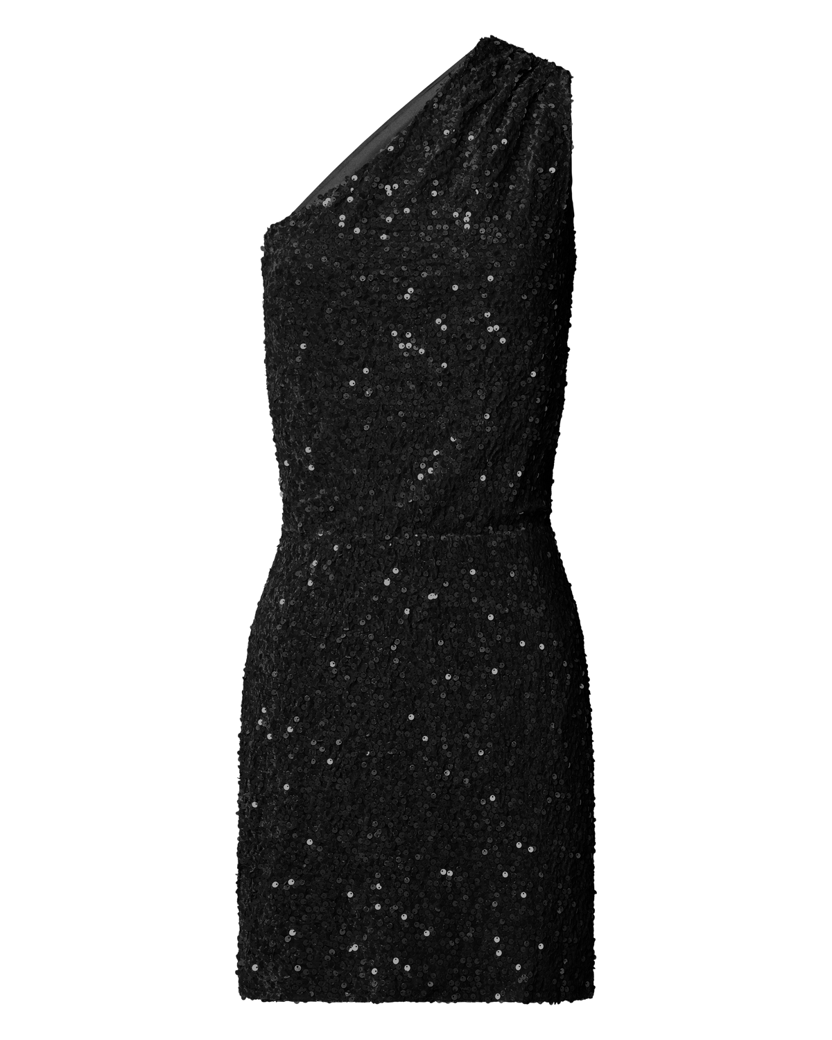 Lucy Mini Dress - One Shoulder Sequin Dress in Black