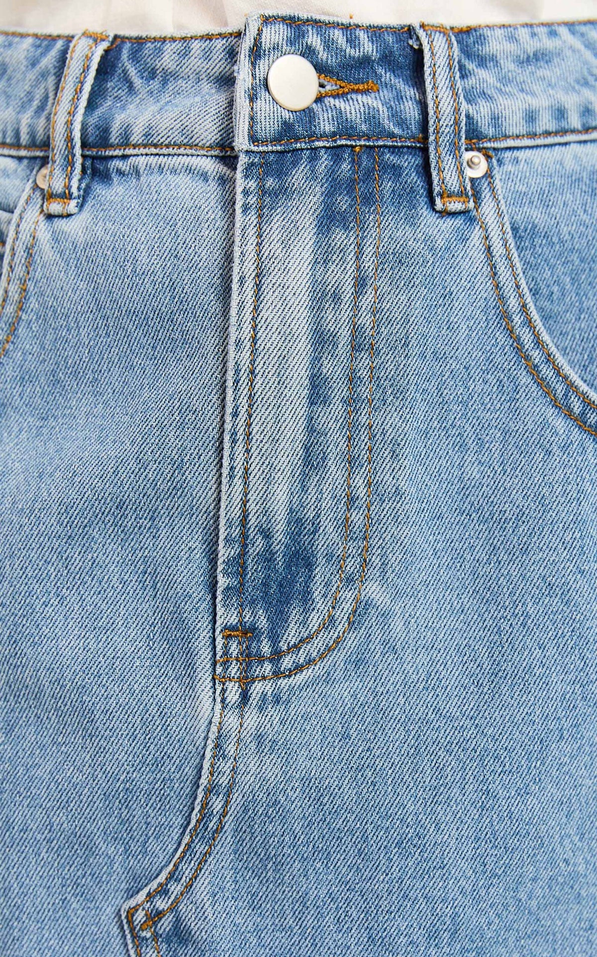 Jaden Mini Skirt - High Waisted Recycled Denim Mini Skirt in Mid Blue Wash