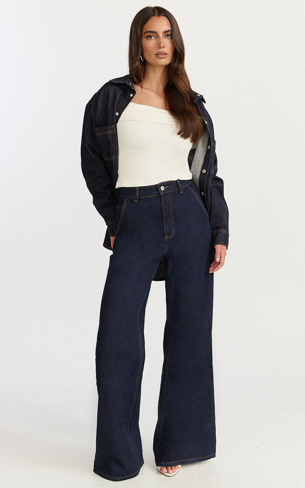 Jolie Top - Off Shoulder Long Sleeve Gathered Top in Cream