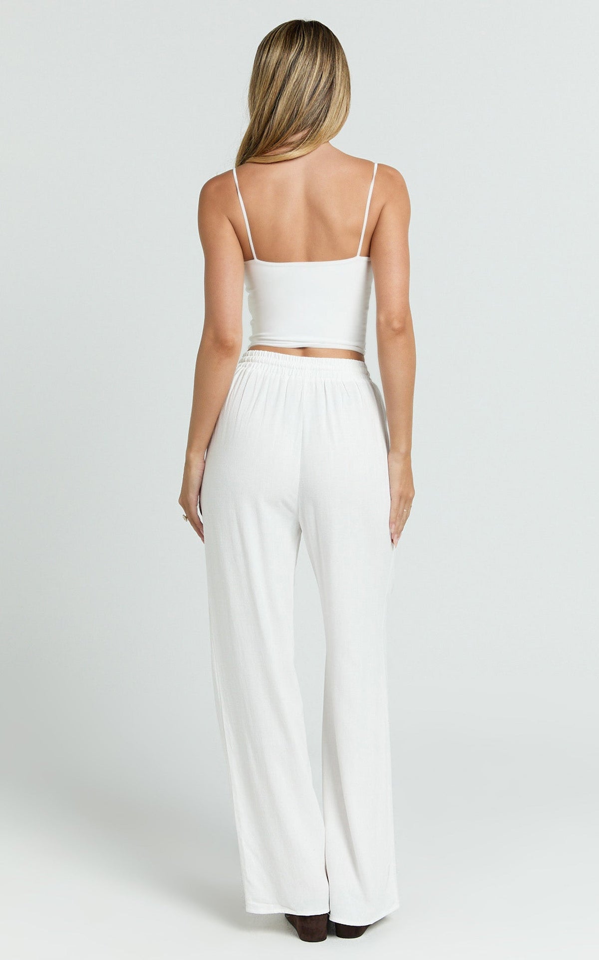 Kala Pants - Mid Waisted Relaxed Elastic Waist Pants in White