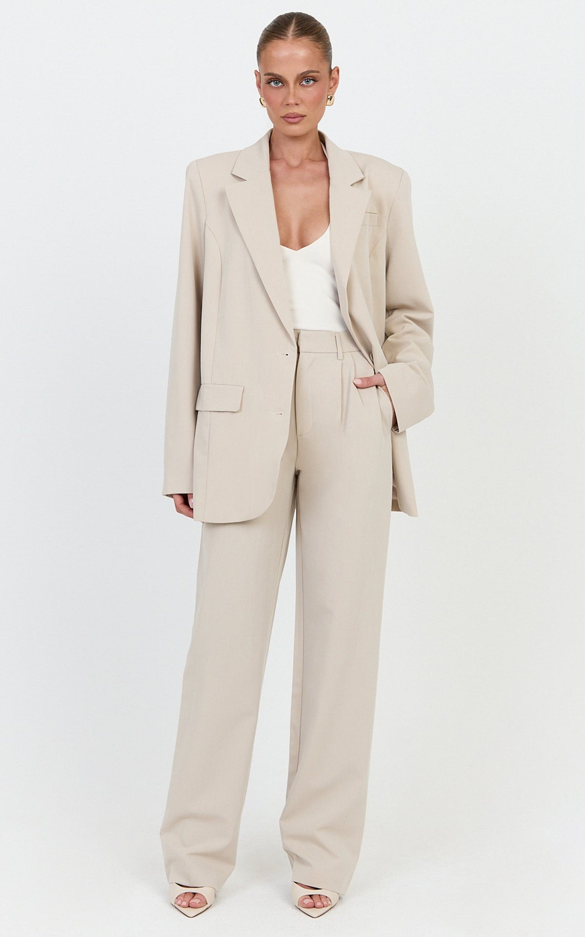 Lorcan Blazer - Oversized Boyfriend Fit Blazer in Stone