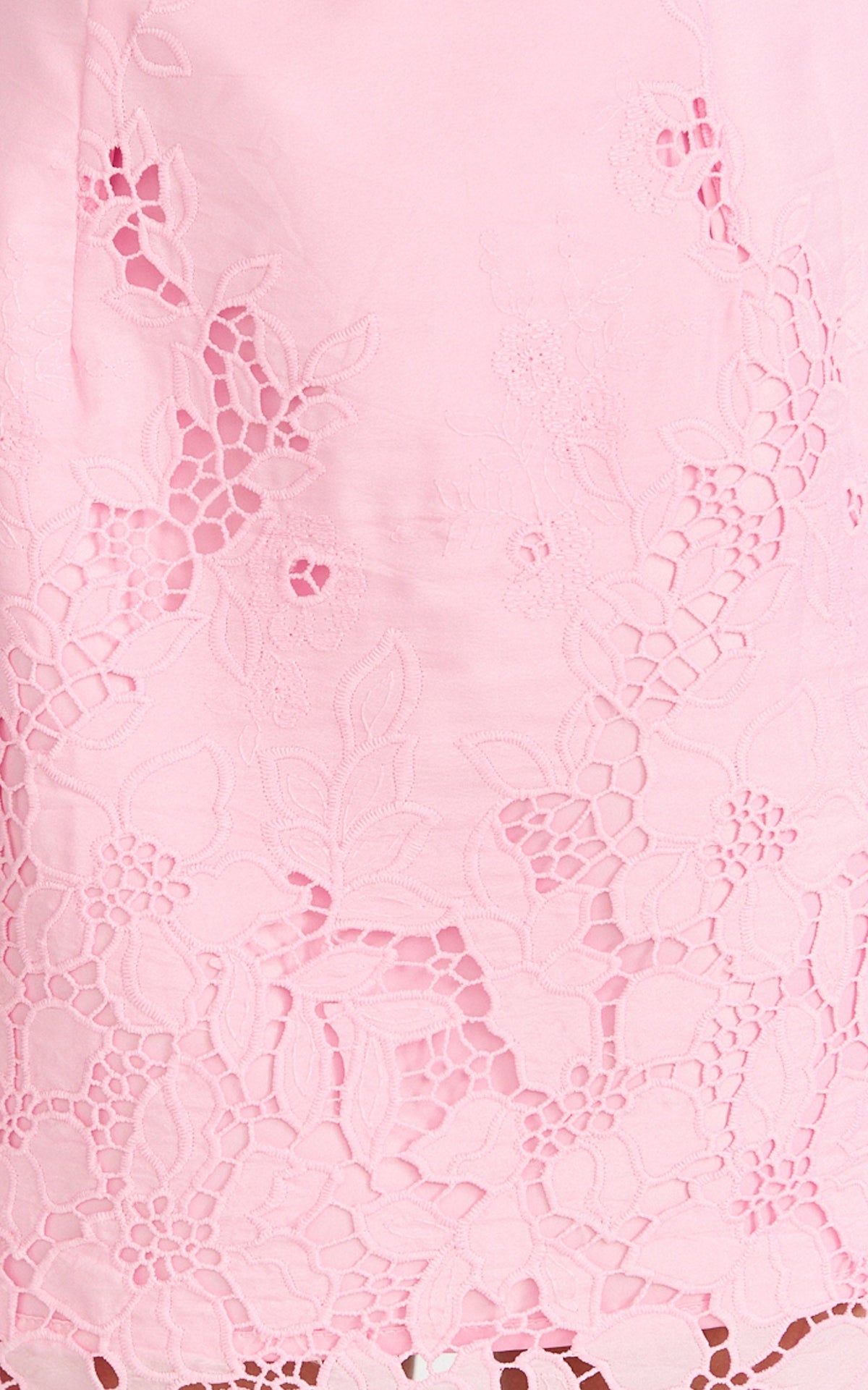 Maisie Mini Dress - Strapless Broderie Cut Out Border Hem Dress in Pink