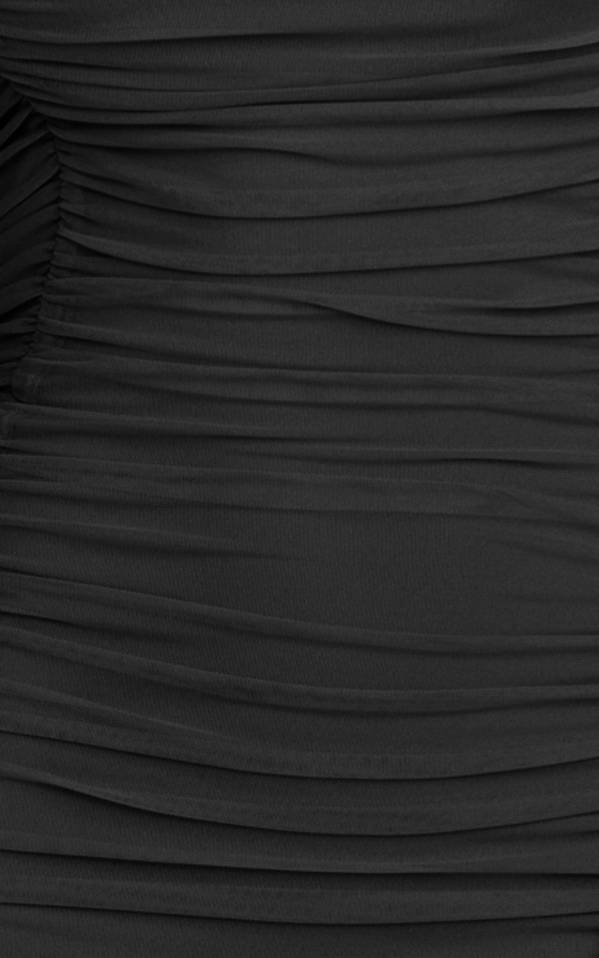 Marguerite Maxi Dress - Strapless Ruched Mesh High Leg Split Dress in Black