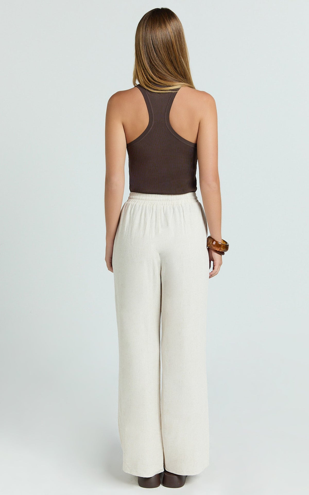 Marina Pants - Mid Waisted Relaxed Elastic Waist Pants in Natural