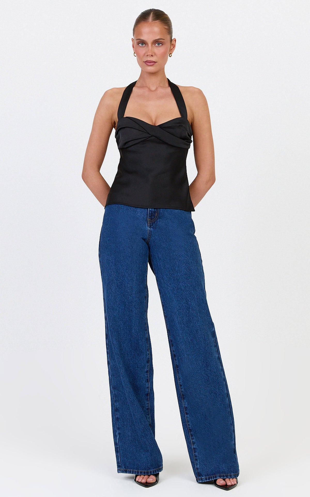 Nellie Top - Twisted Sweetheart Halter Neck Top in Black