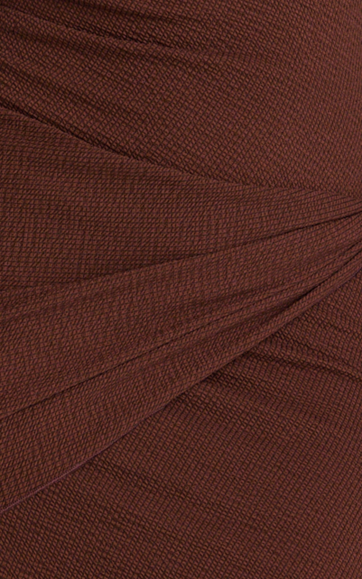 Noah Mini Dress - Off Shoulder Draped Skirt Jersey Dress in Chocolate