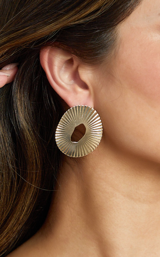 Nova Textured Oval Earrings in Gold