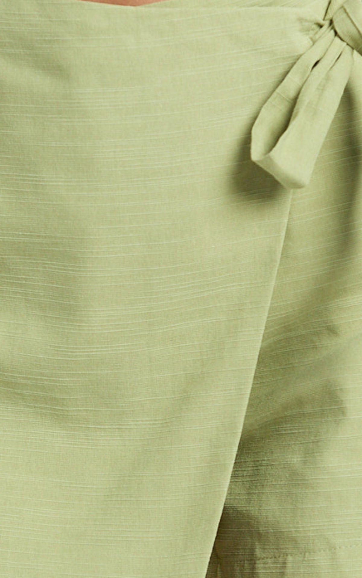 Polina Two Piece Set - Linen Square Neck Crop Top and Tie Waist Skort Set in Sage