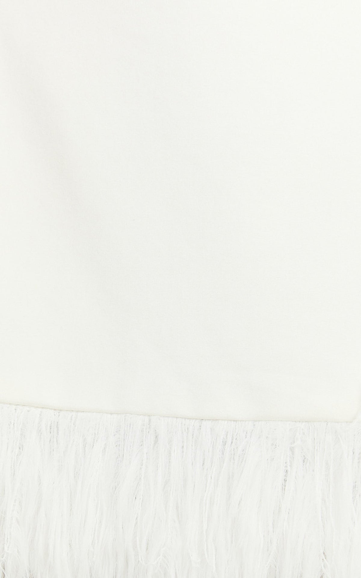 Rhaiza Mini Skirt - Faux Feather Trim High Waisted Skirt in White