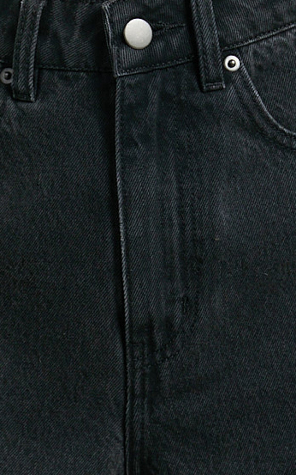 Rhianna Shorts - Mid Waist Recycled Denim Shorts in Washed Black