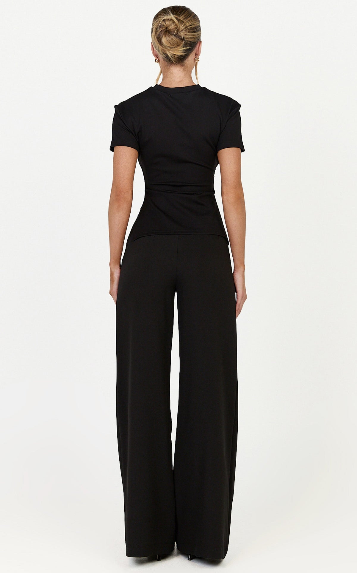 Rosalie Top - Asym Ruched Tshirt in Black