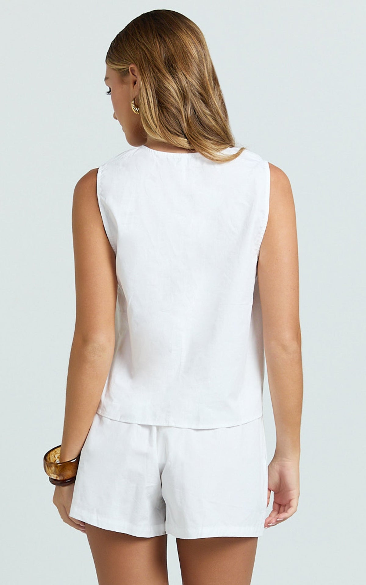 Ruby Two Piece Sets - Cotton Shell Top and Short Set in White