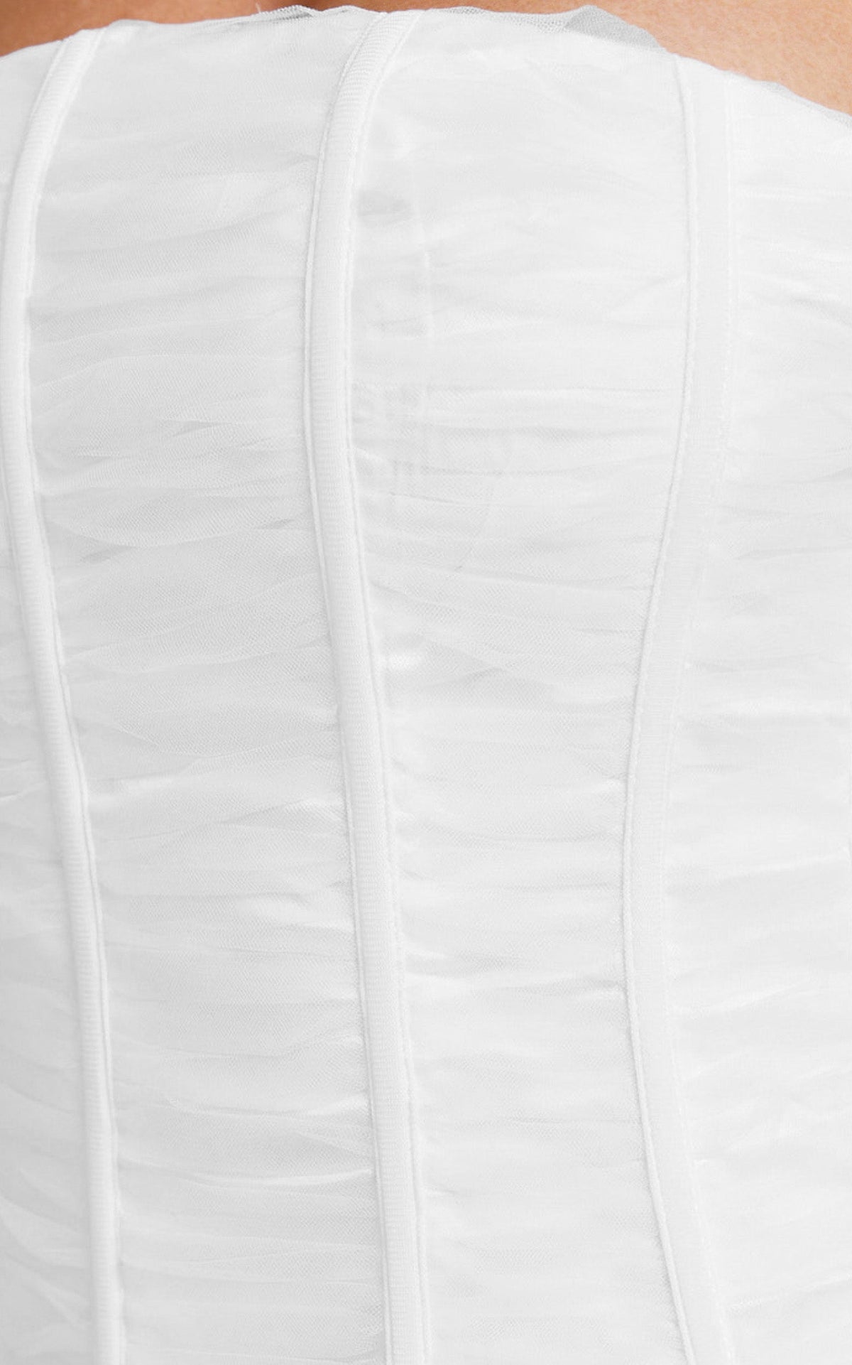 Selene Maxi Dress - Strapless Corset Gathered Skirt Dress in White