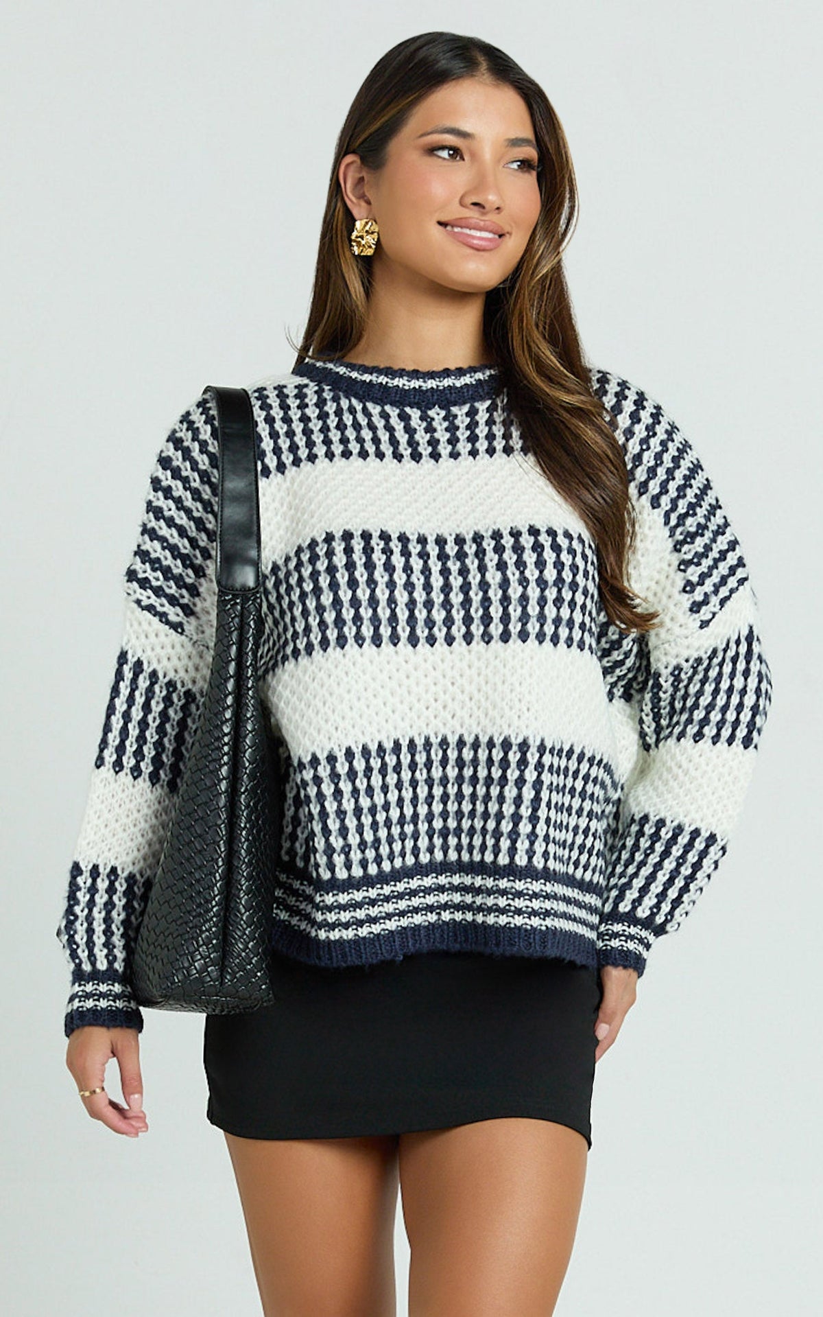 Snuggle Up Jumper - Knit Jumper in Navy Stripe