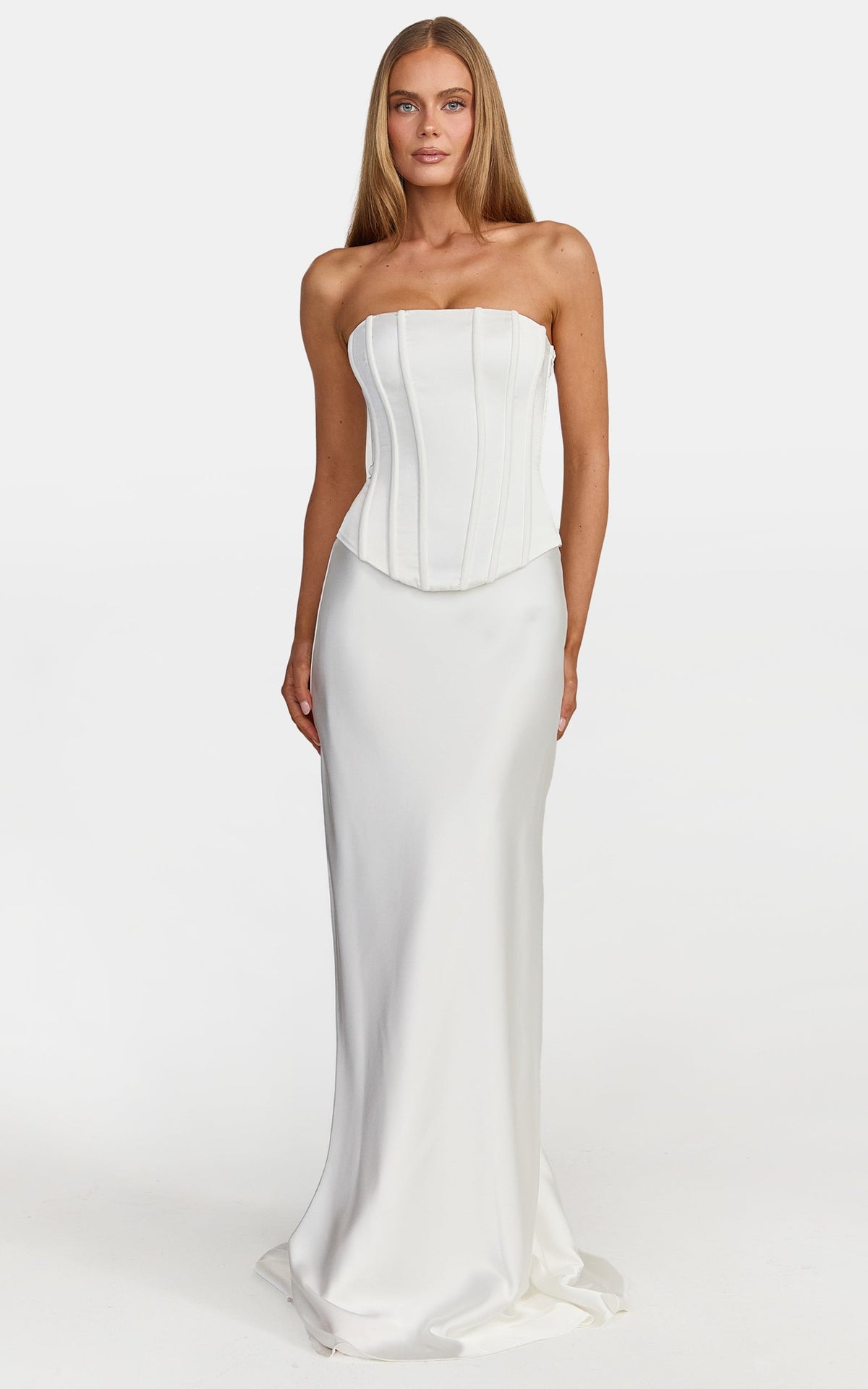 Carrie Maxi Skirt - Bias Cut Skirt With Train in White