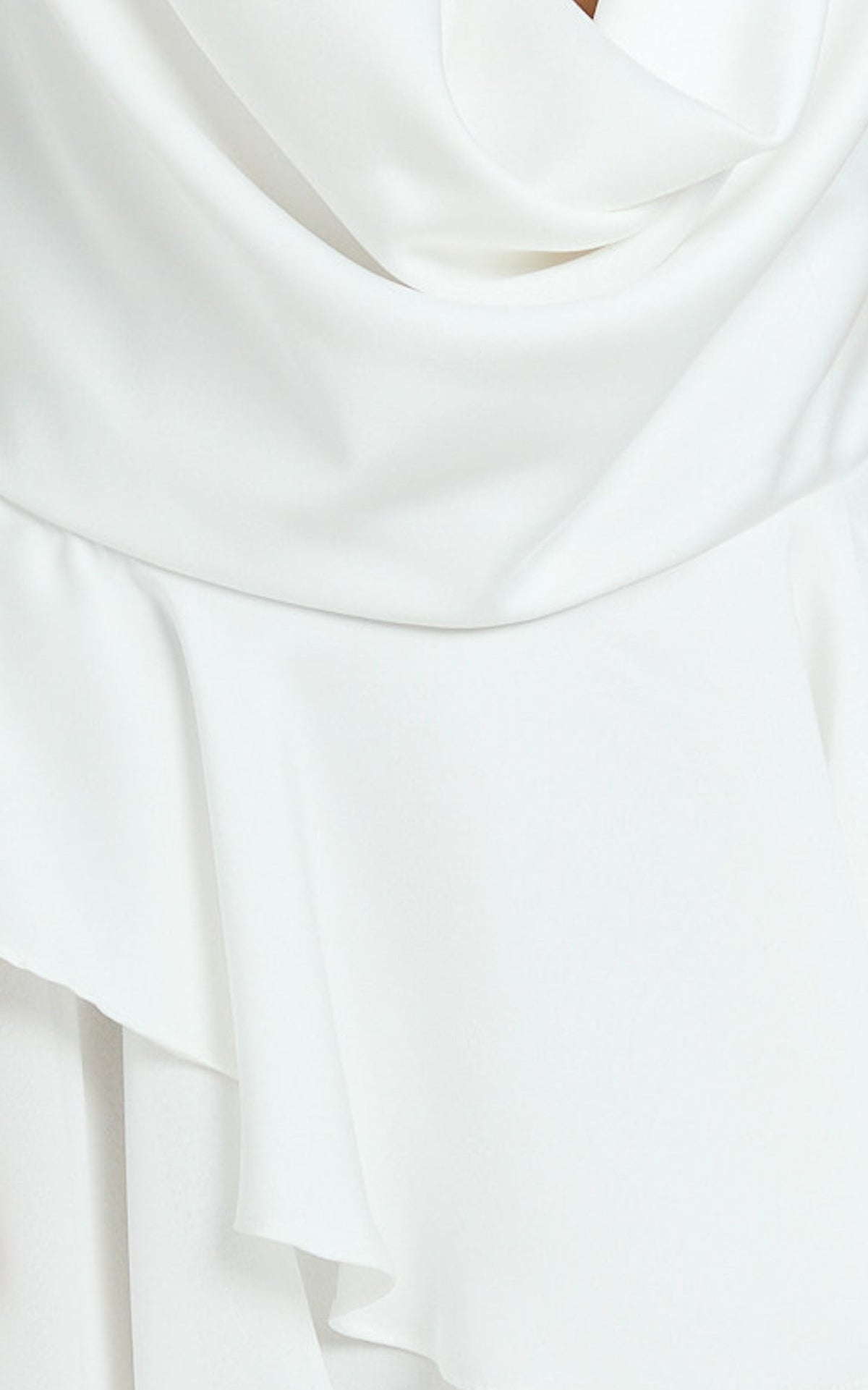 Tanisha Mini Dress - Halter Cowl Neck Asymmetrical Skirt Dress in Off White