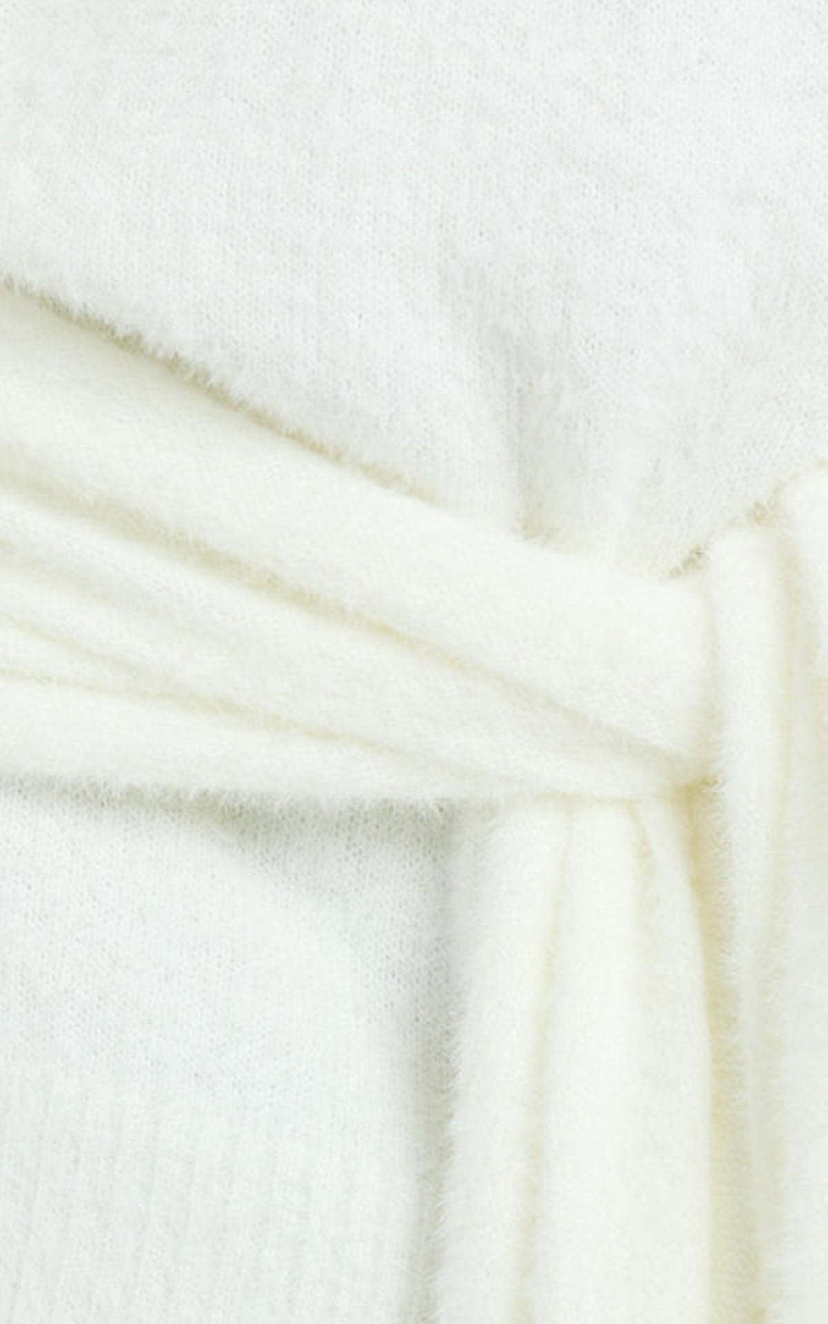 Tisdale Mini Dress - Wrap Skirt Fluffy Knit Jumper Dress in Cream