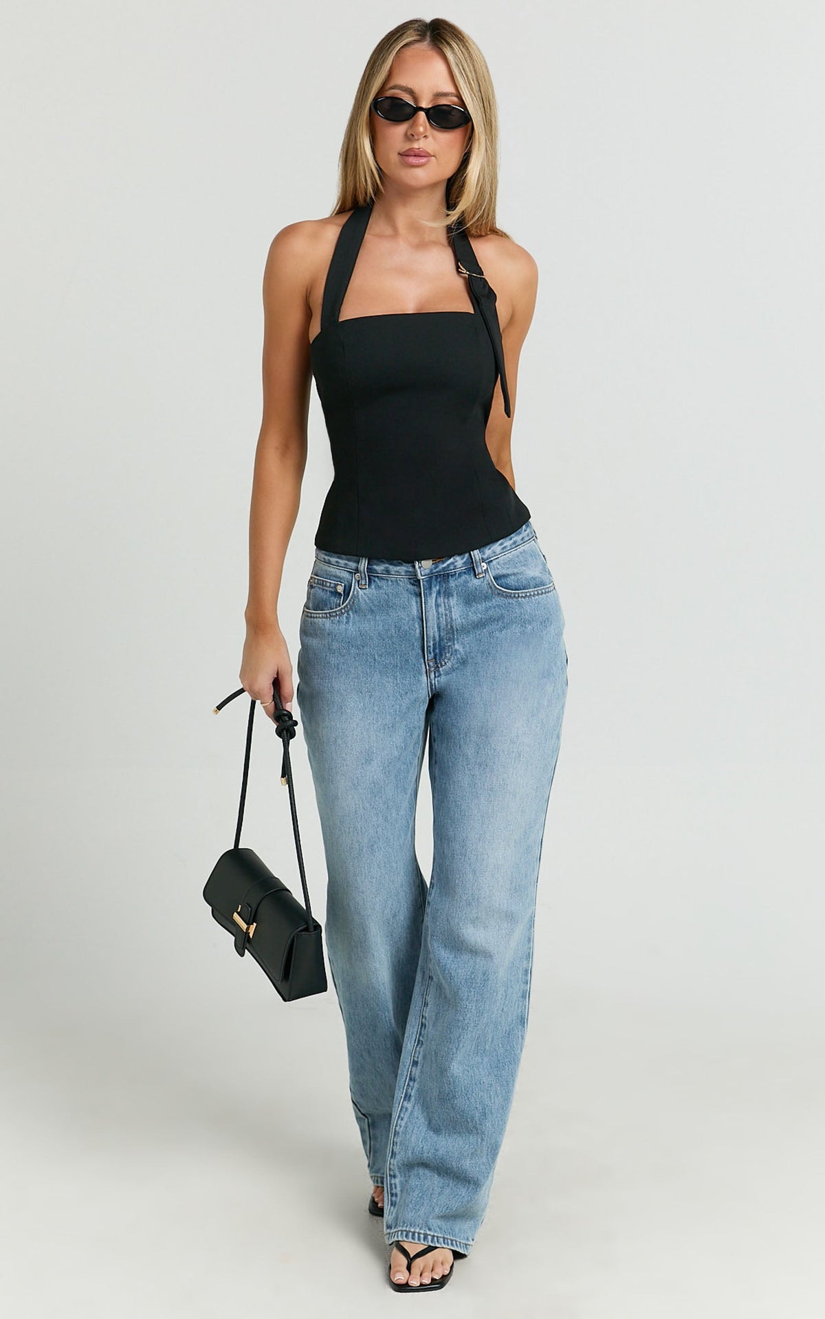 Tyler Top - Adjustable Halter Fitted Top in Black