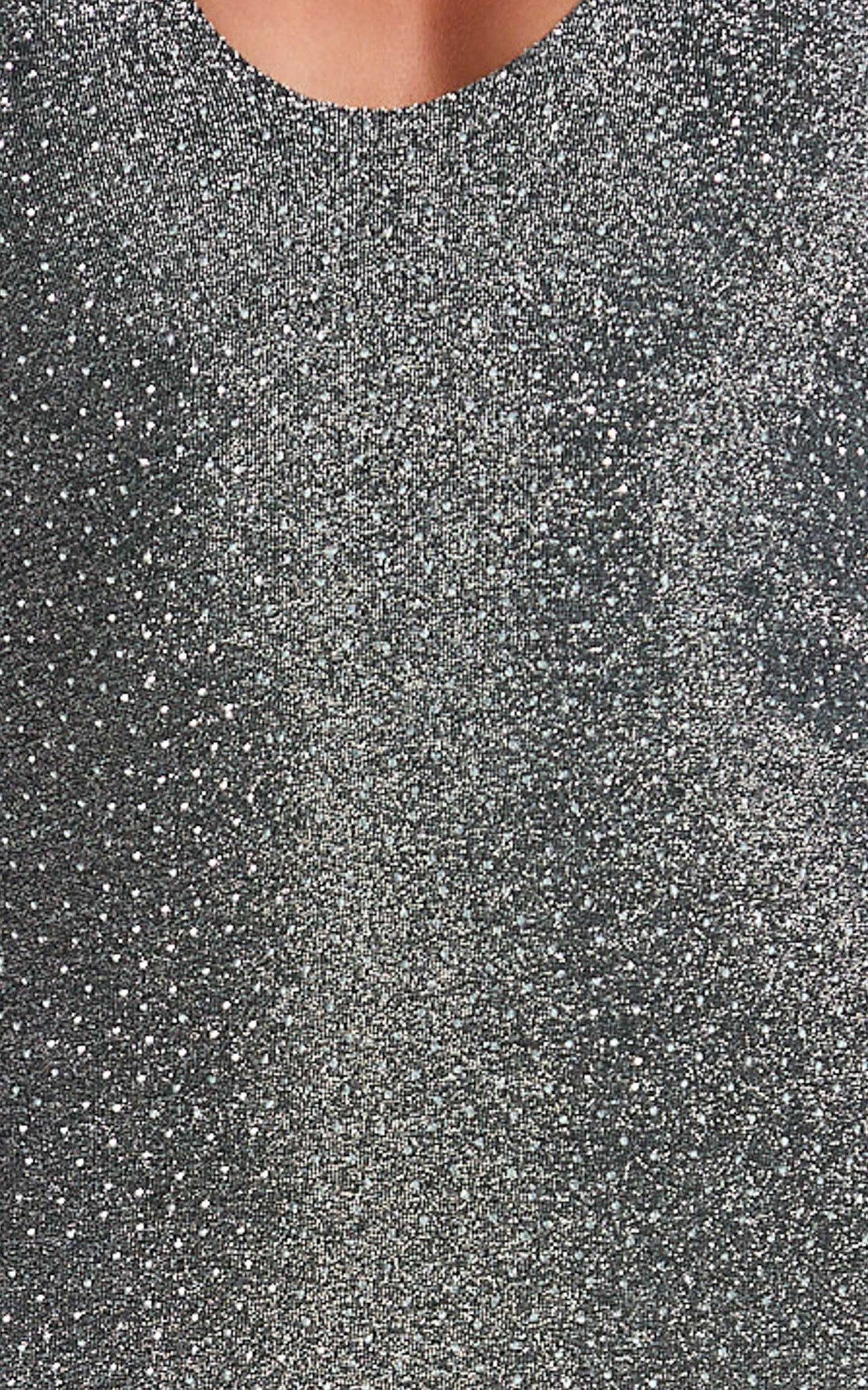 Victor Mini Dress - Glitter Plunge Halter Asymmetric Hem Dress in Gunmetal